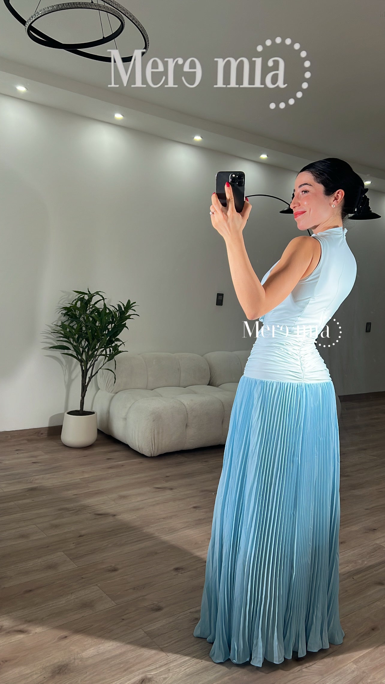 Vestido drapeado plisado cint