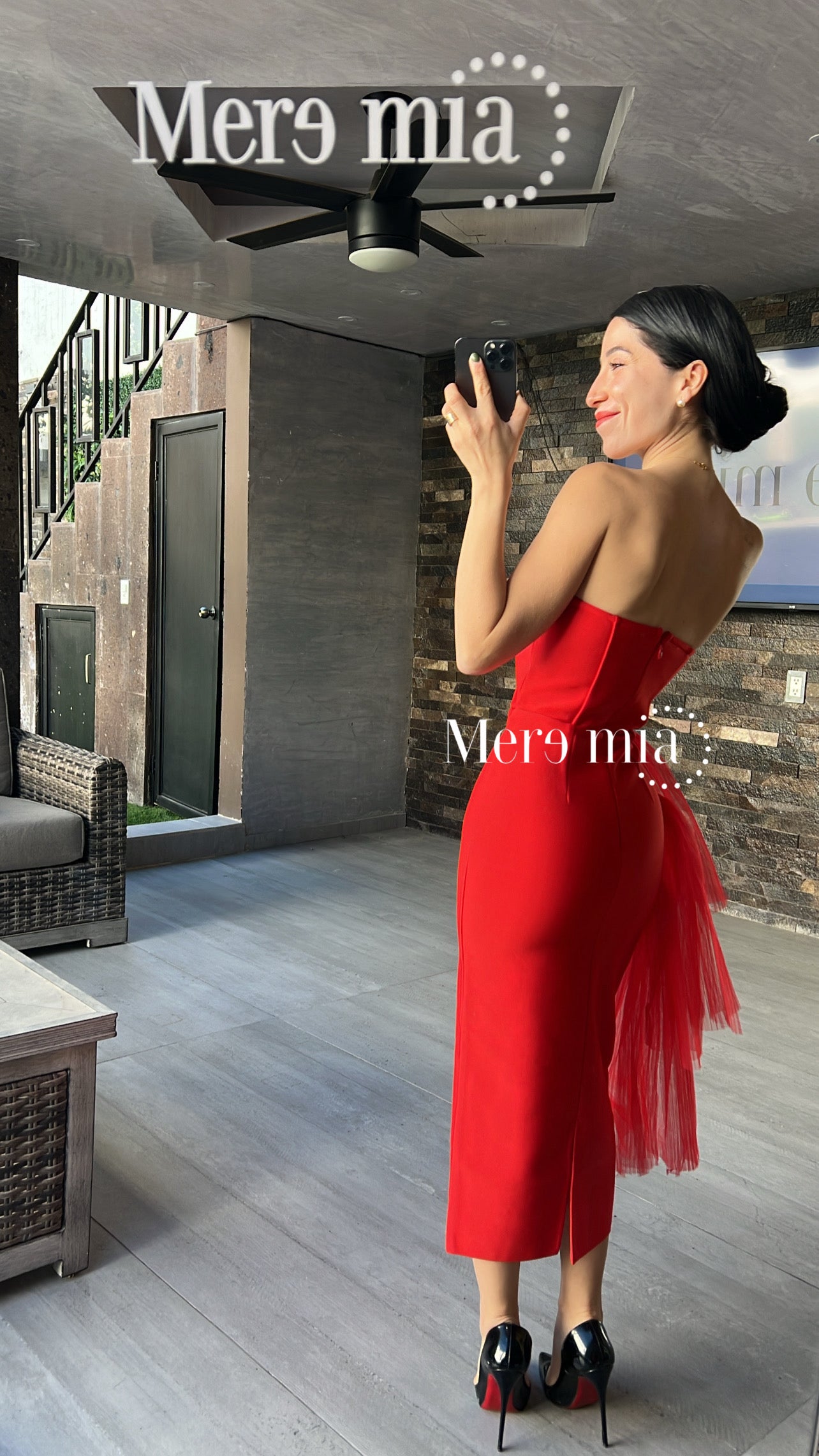 Vestido strapples tul rojo