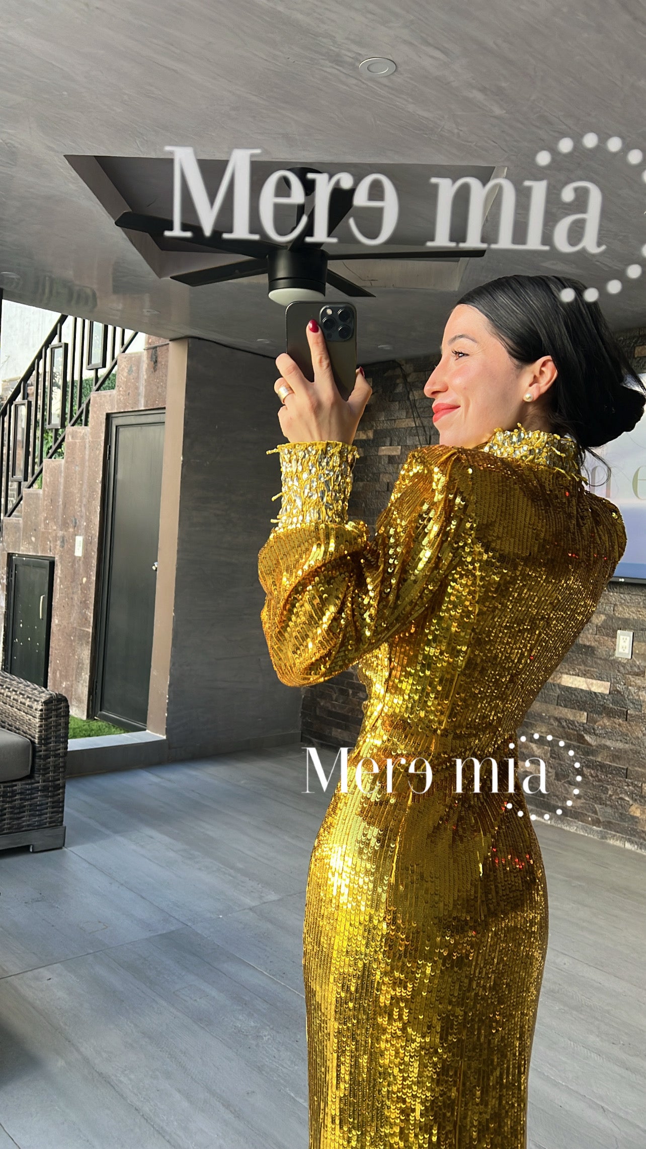 Vestido dorado lentejuelas ml