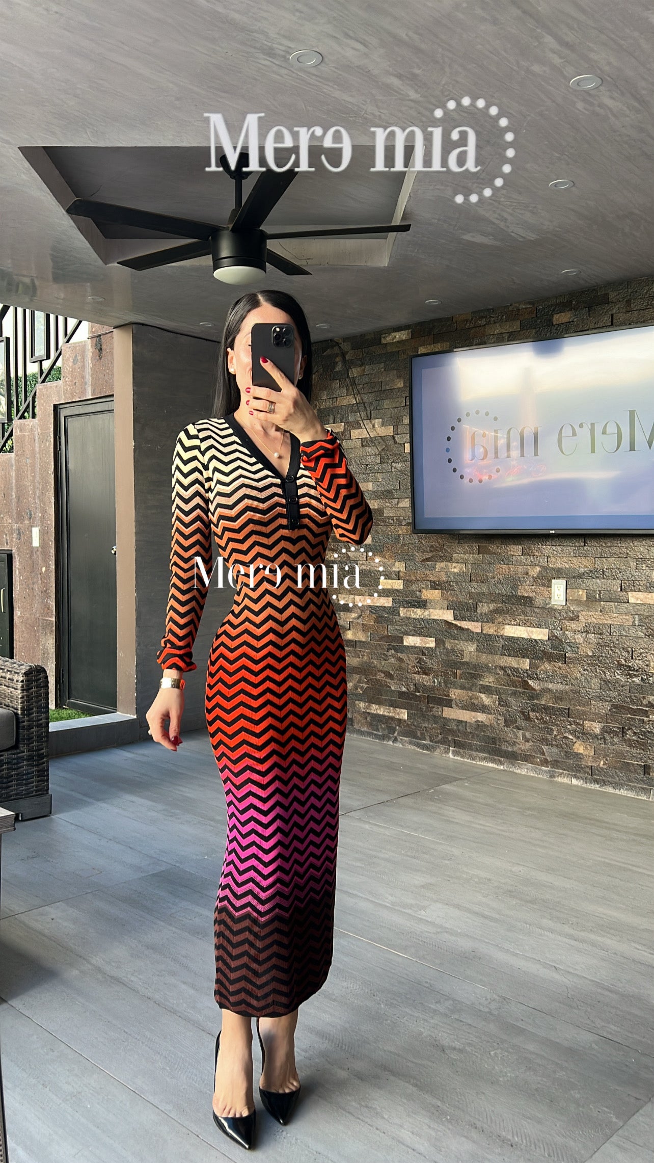 Vestido negro ziczac