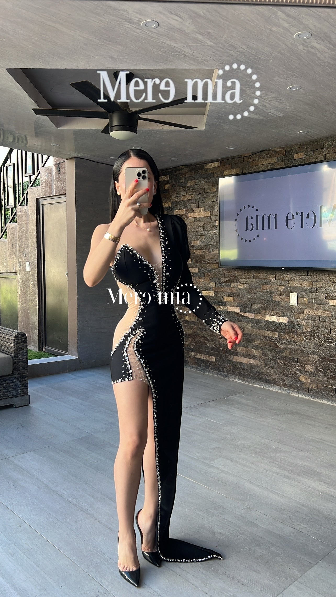 Vestido negro apl malla