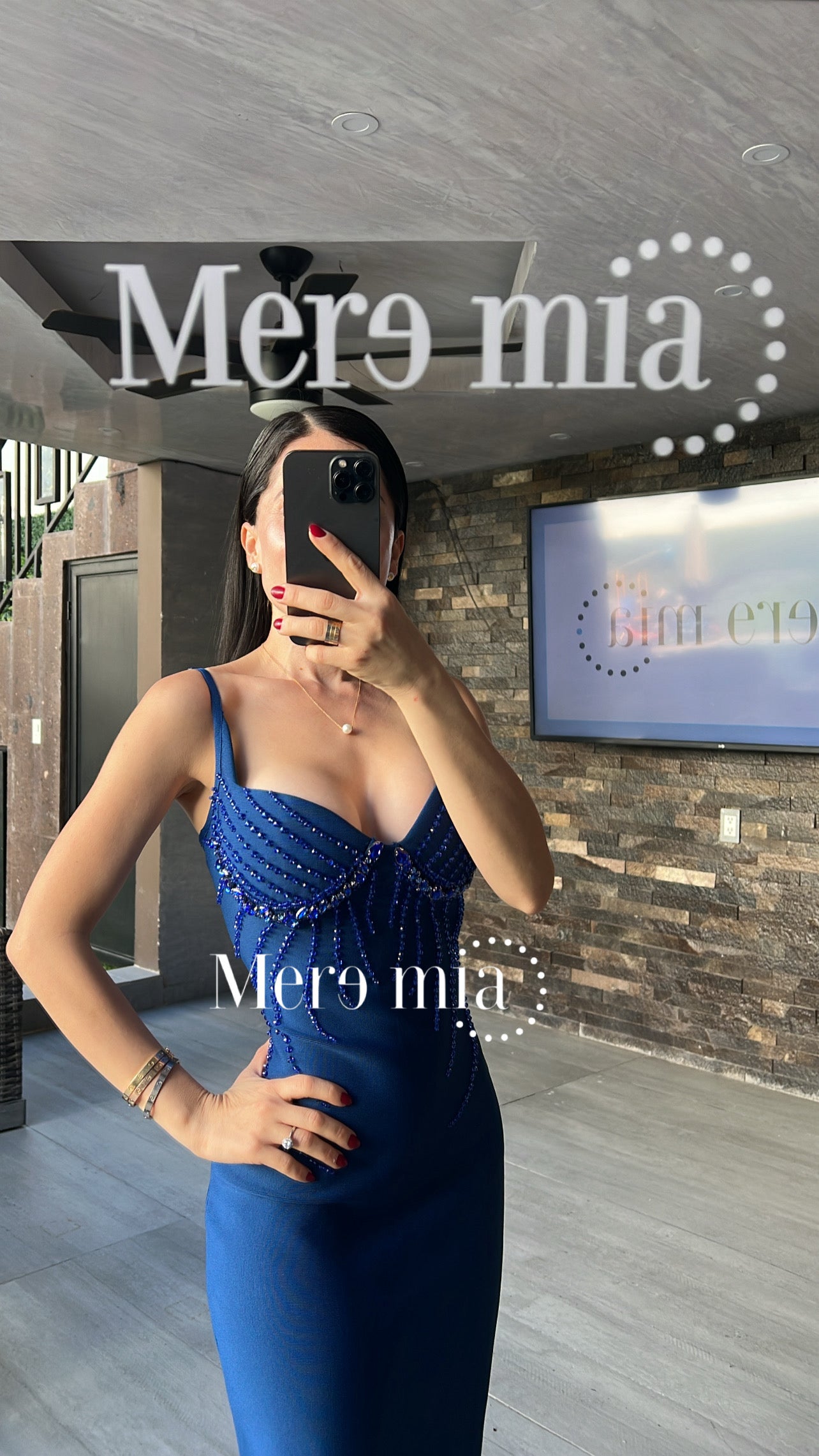 Vestido lent copas azul