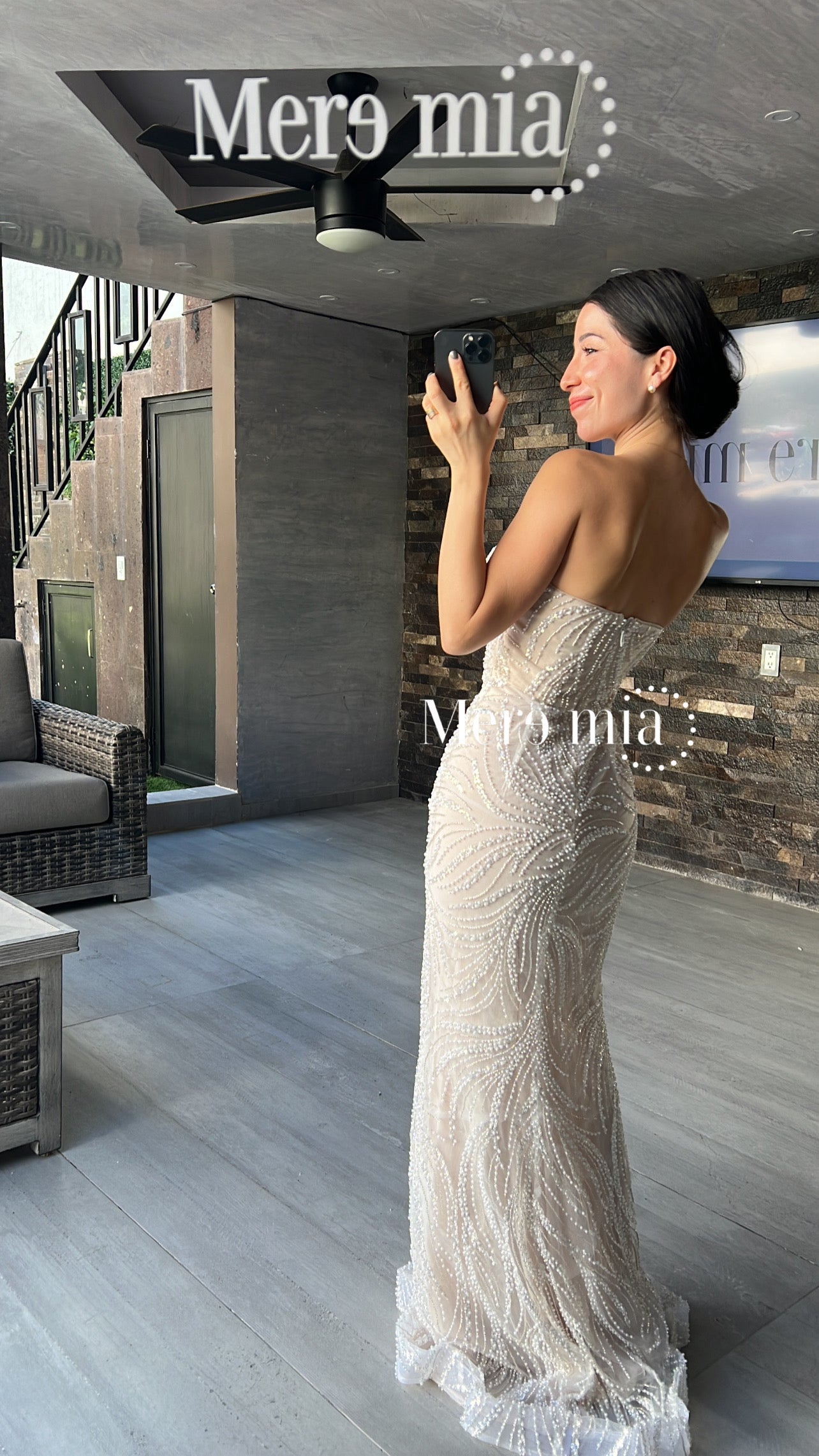 Vestido blanco perlas largo