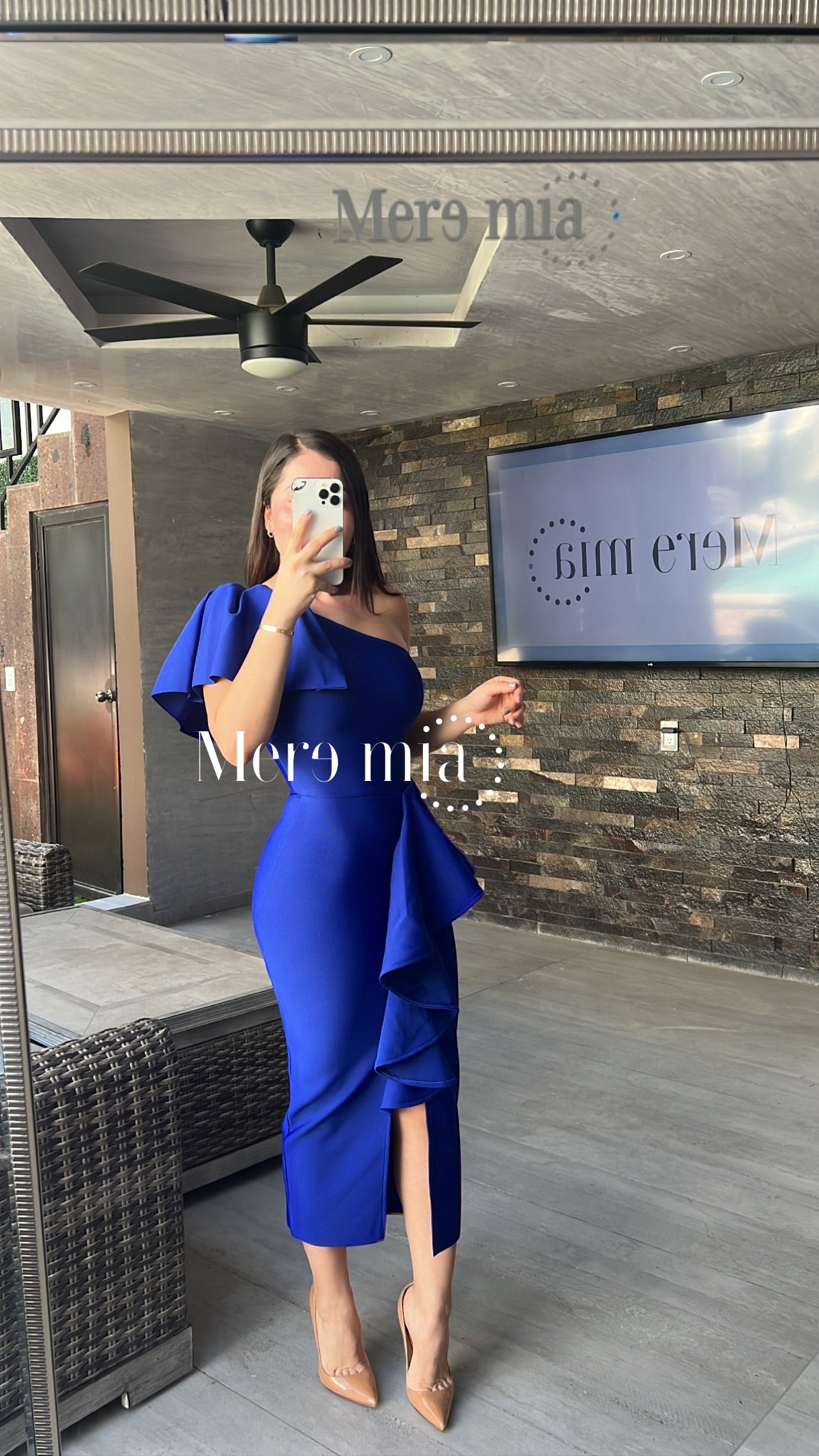 Vestido azul rey escarola