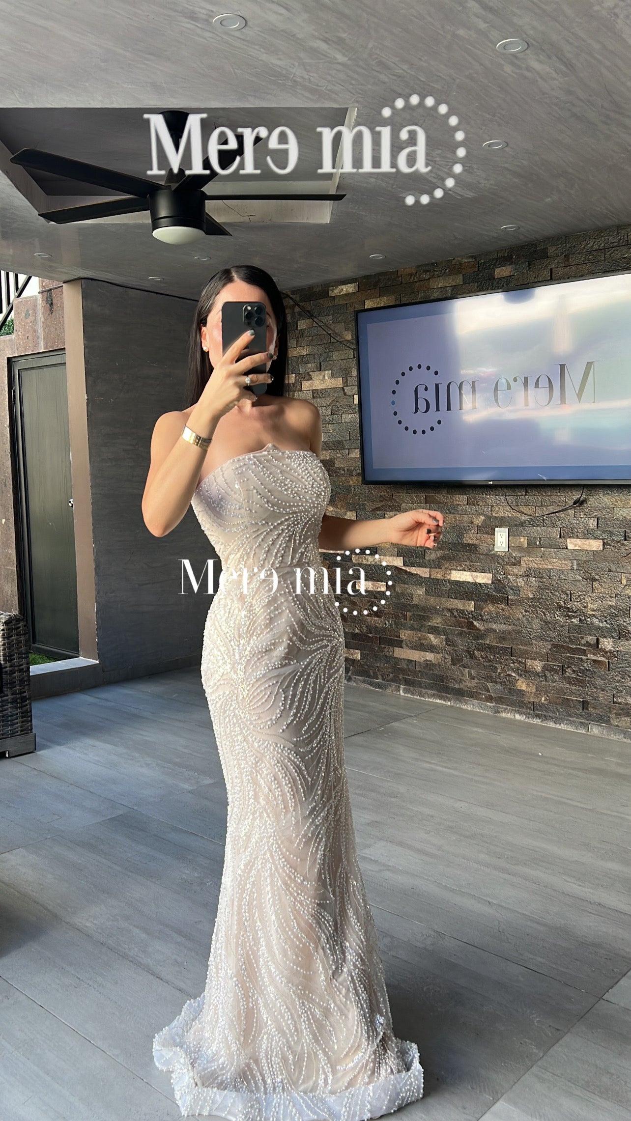 Vestido blanco perlas largo