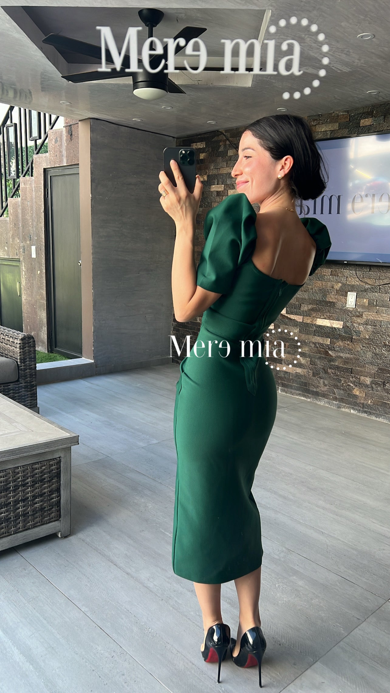 Vestido hombros verde