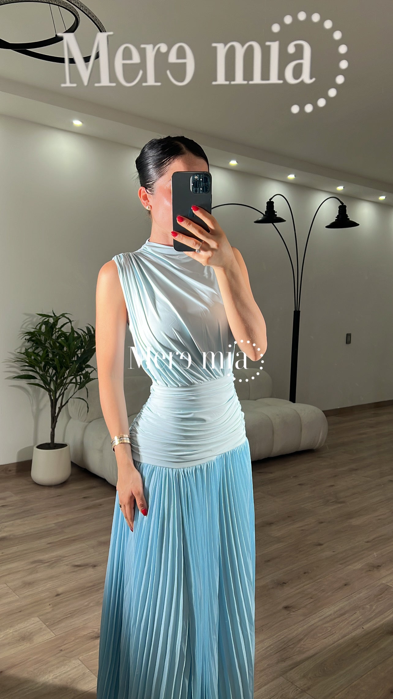 Vestido drapeado plisado cint