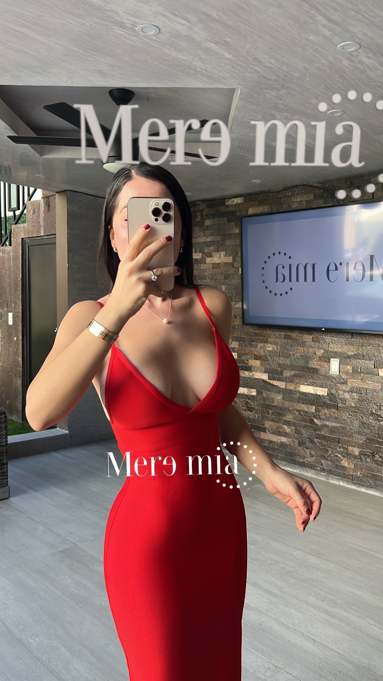 Vestido rojo midi liso