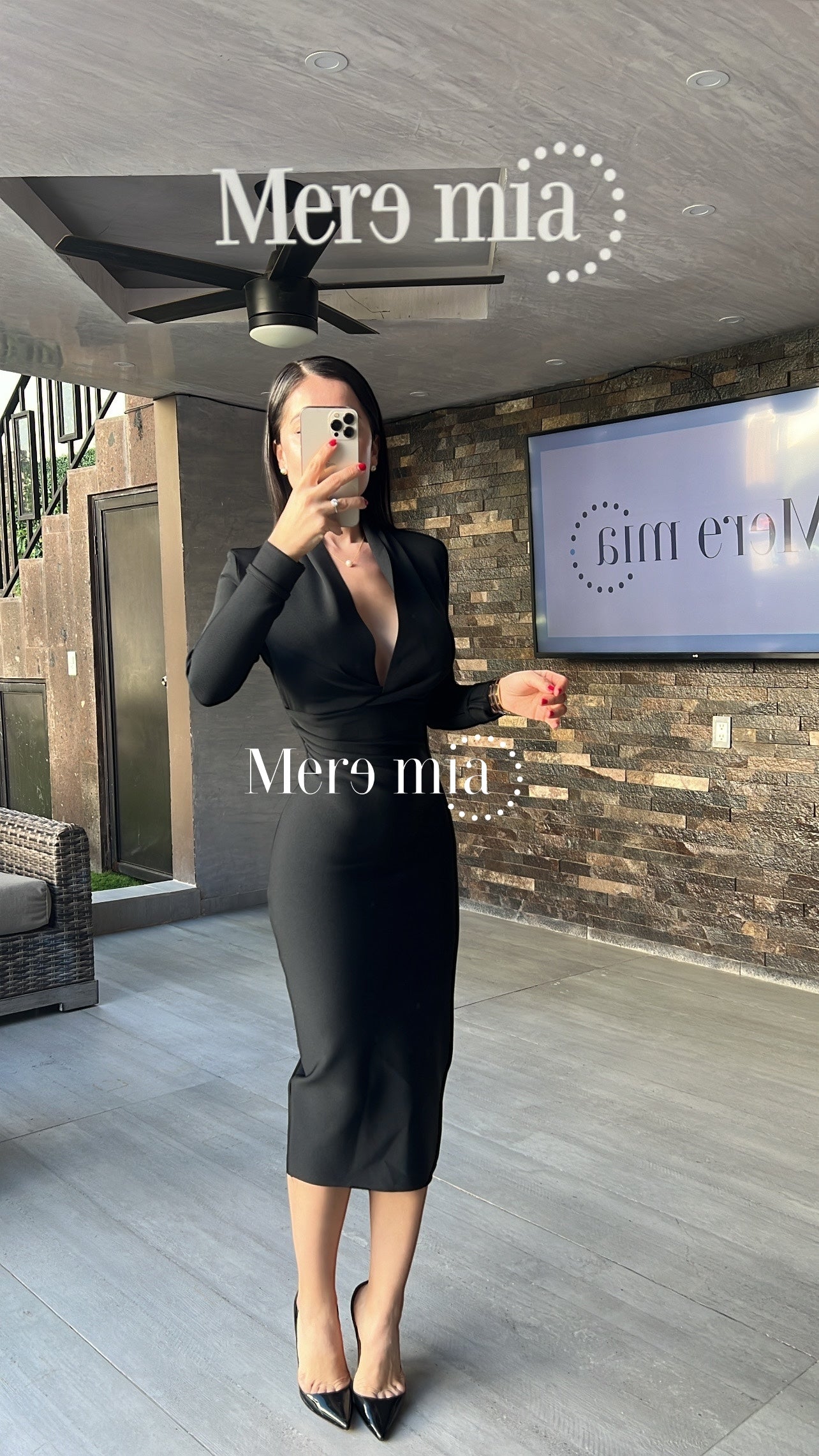 Vestido negro manga larga