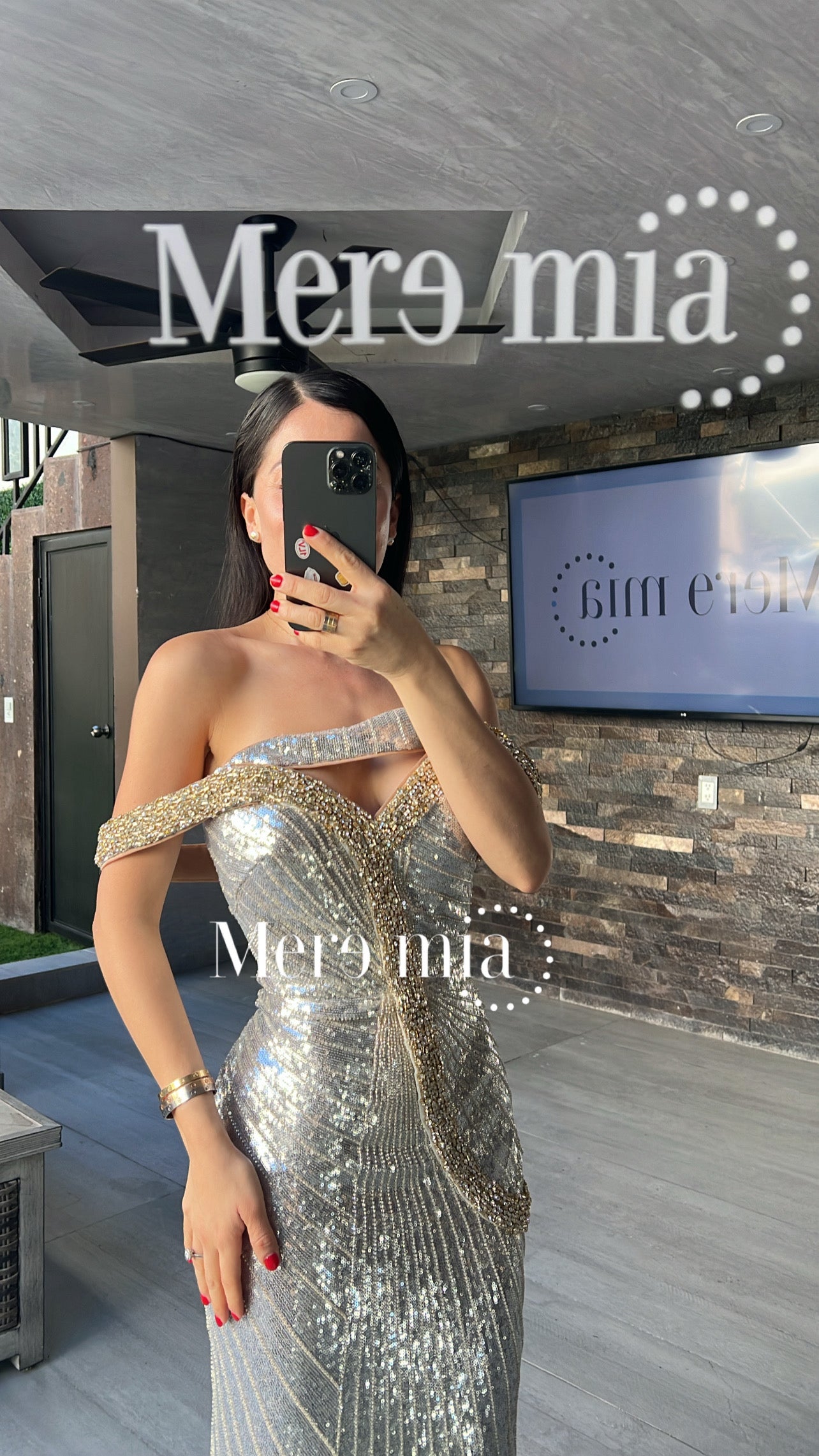 Vestido plata metálico largo