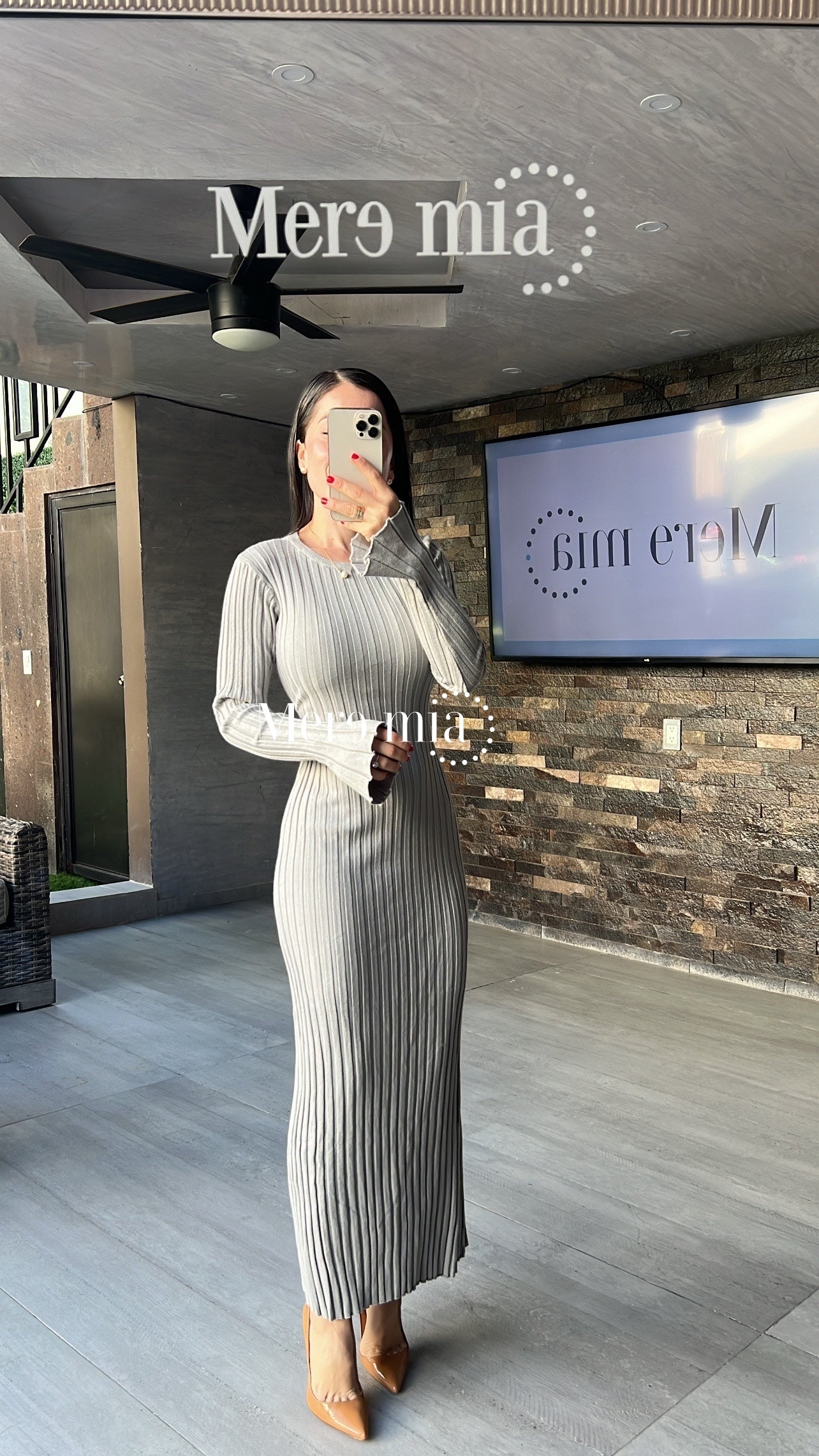 Vestido gris rayado