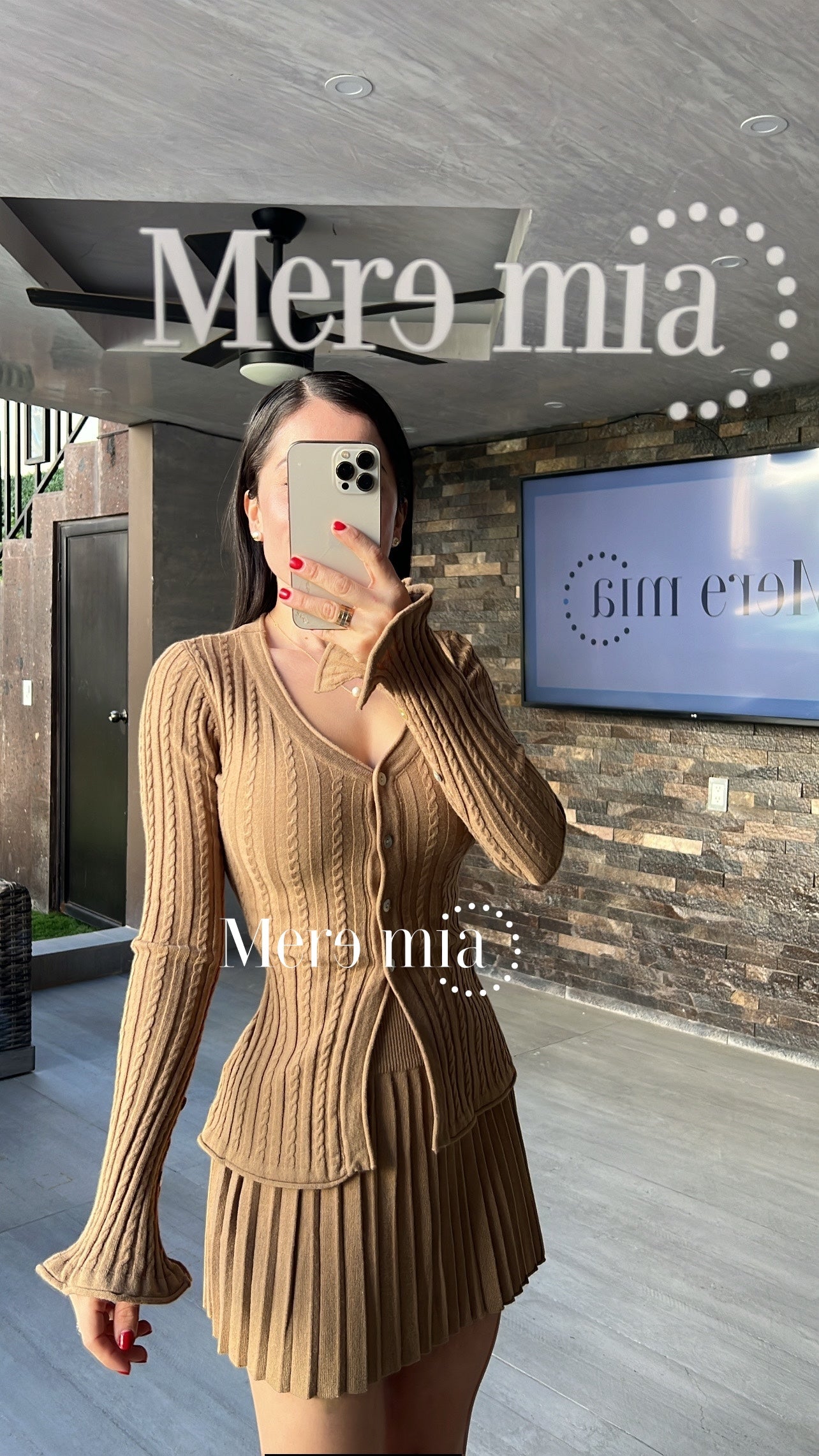 Conjunto moka rayado