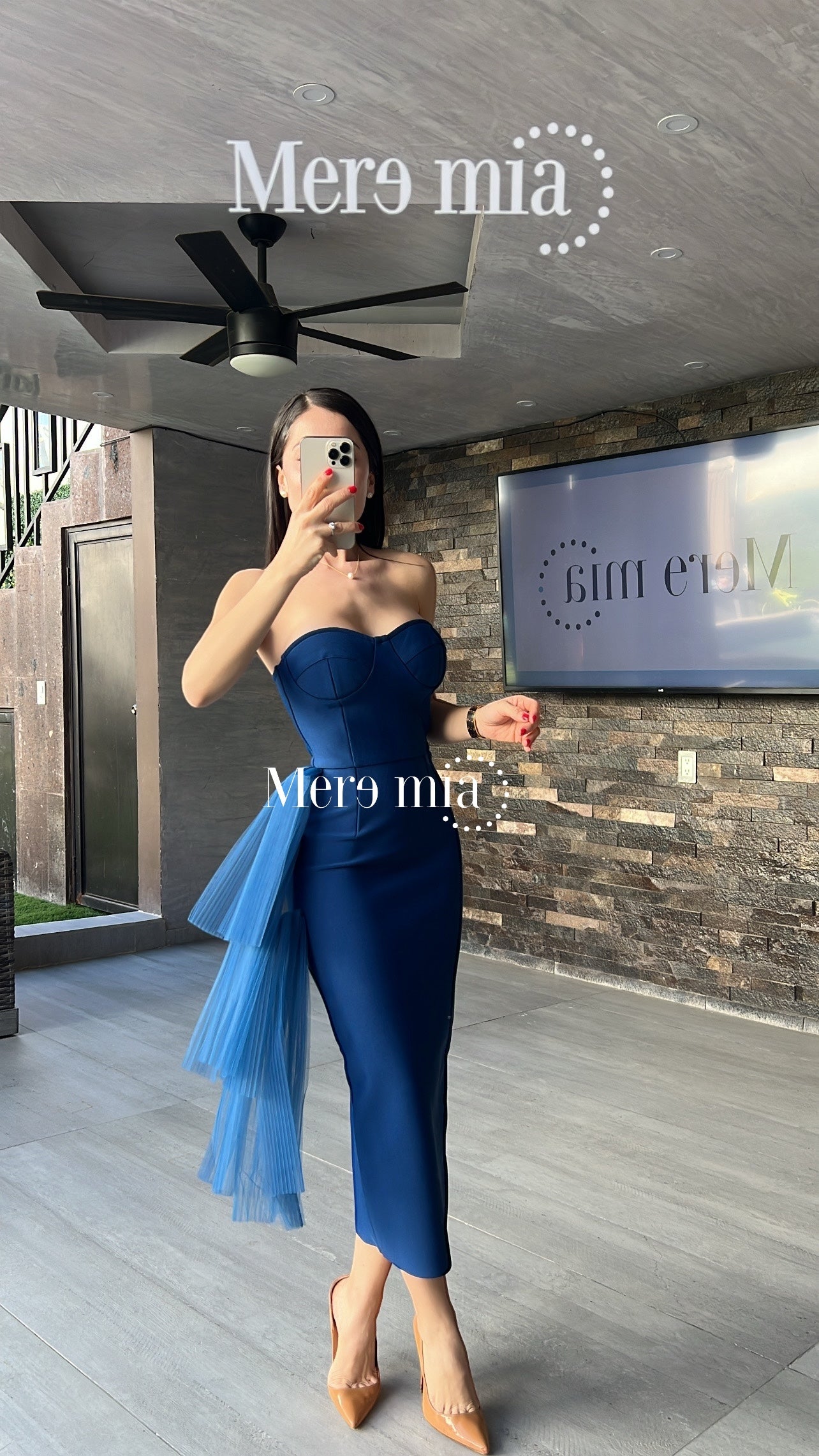 Vestido azul tul strapp