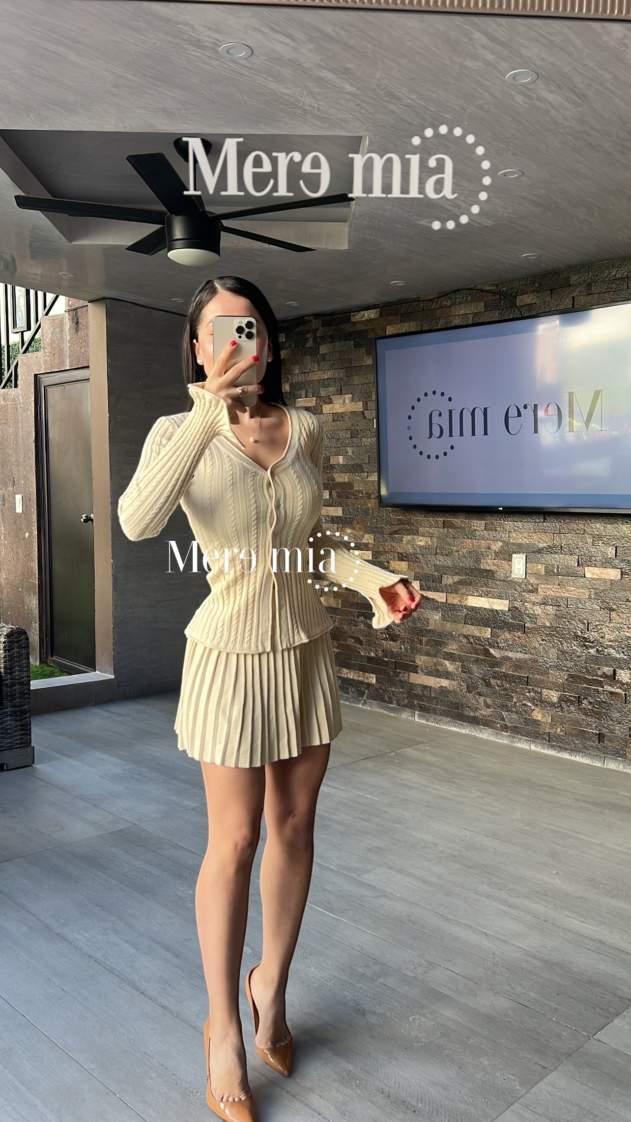 Conjunto beige rayado