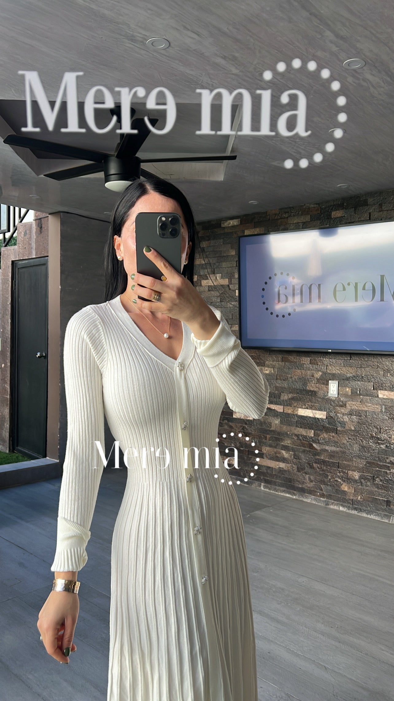 Vestido perla sweater plisado