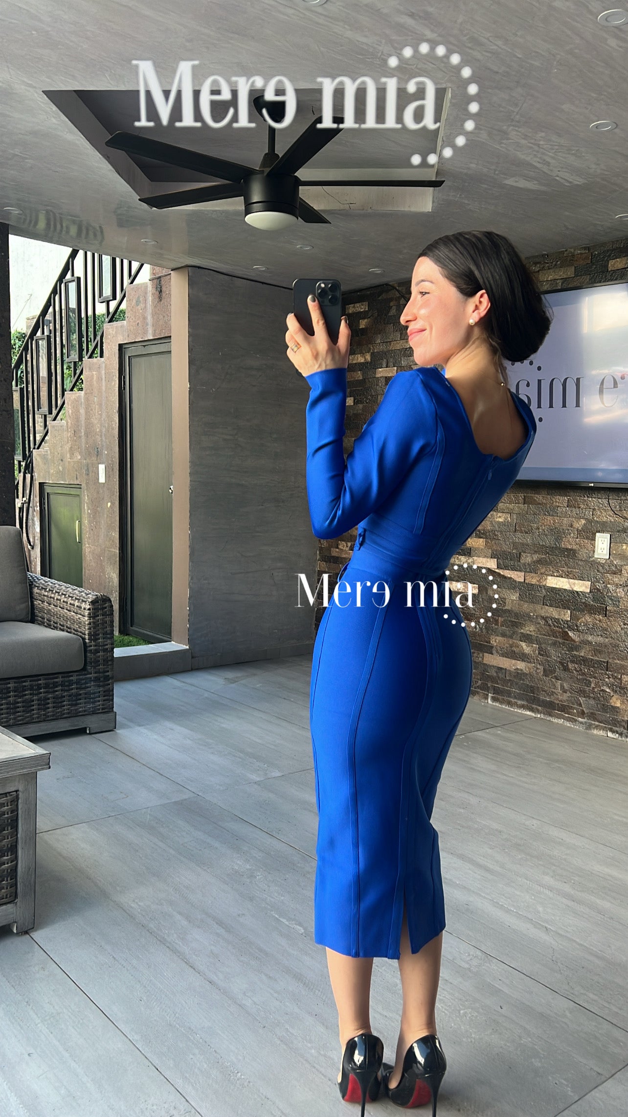 Vestido azul rey cinto