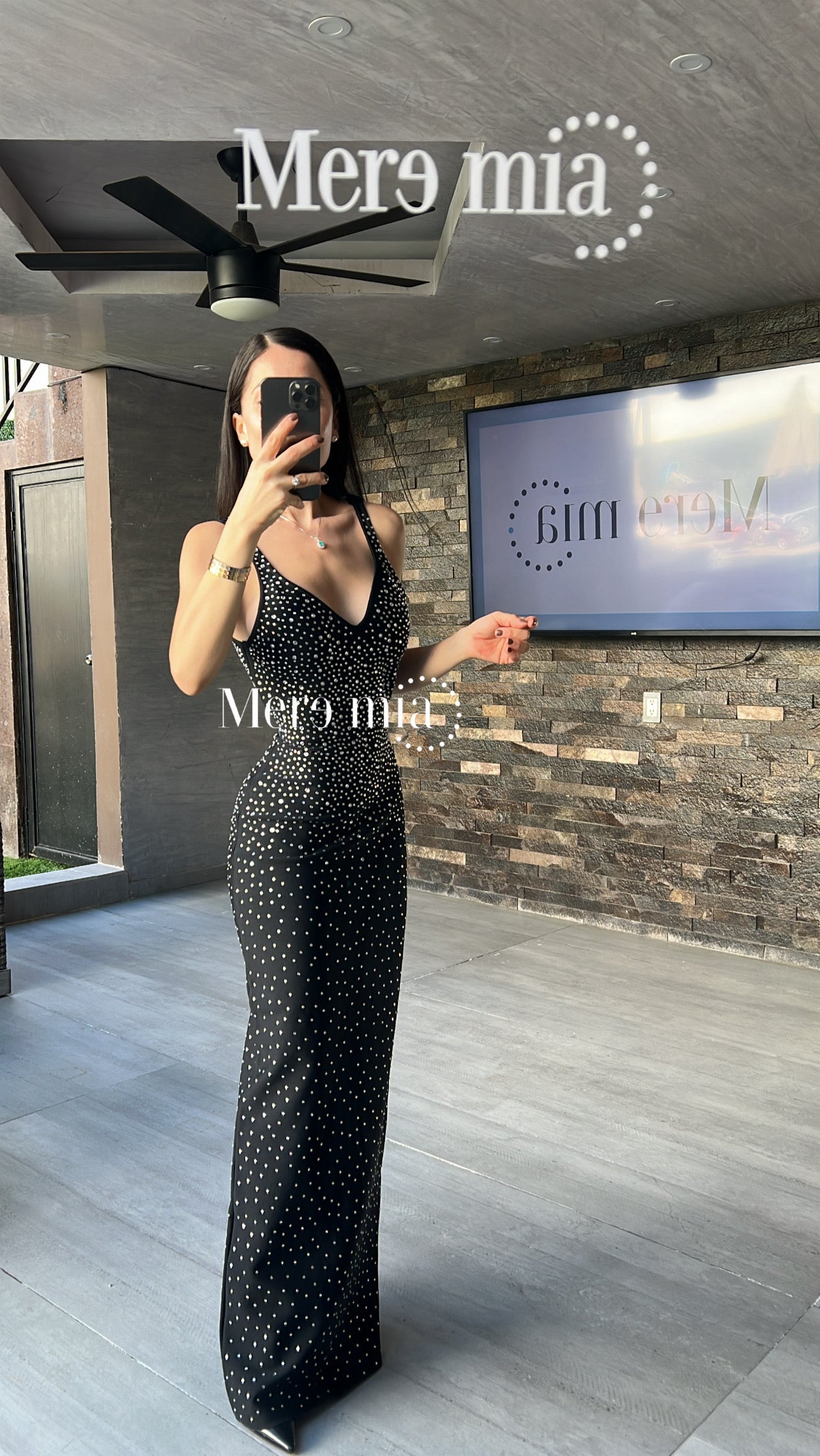 Vestido negro puntos brill