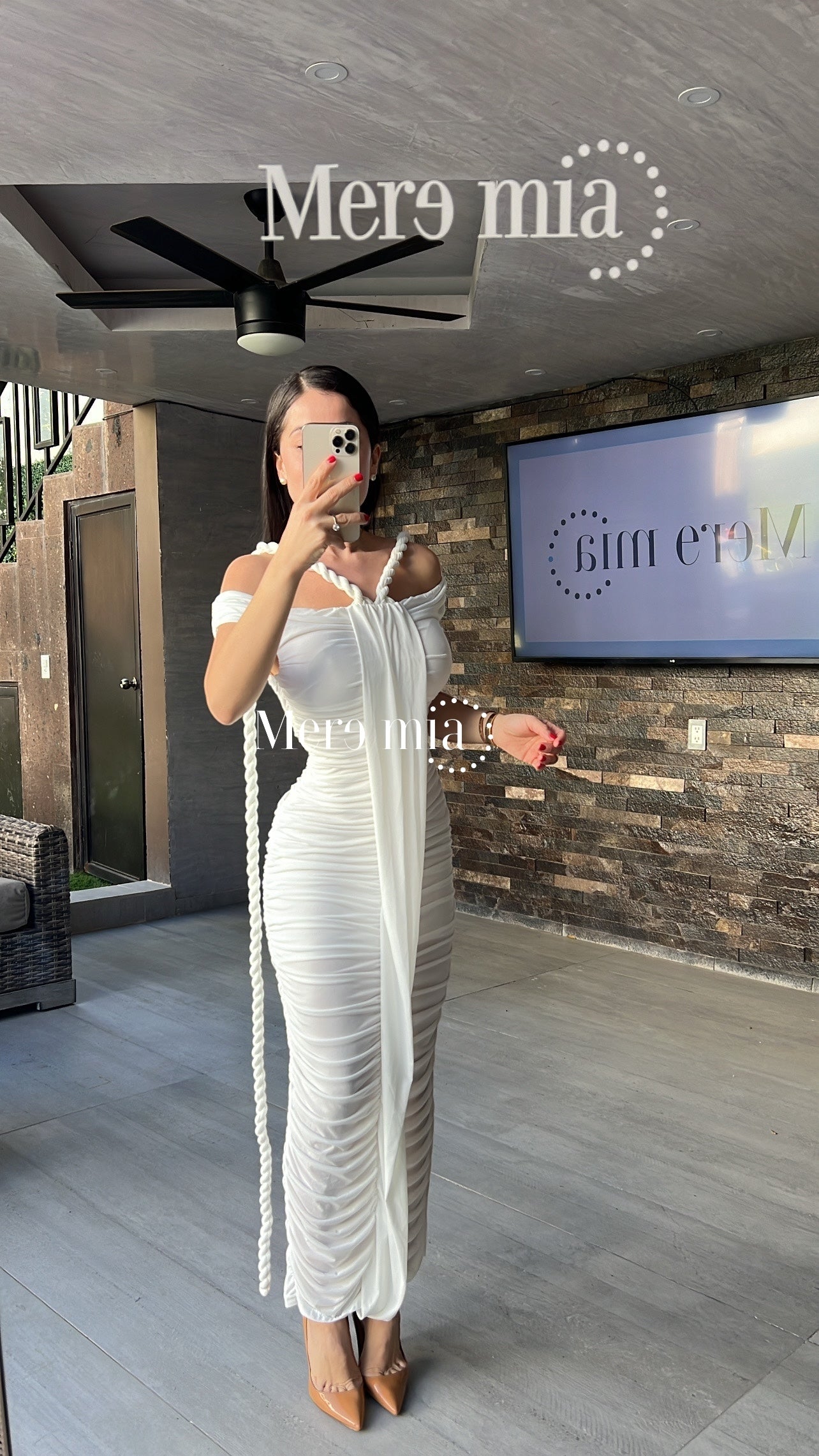 Vestido blanco plisado trenz