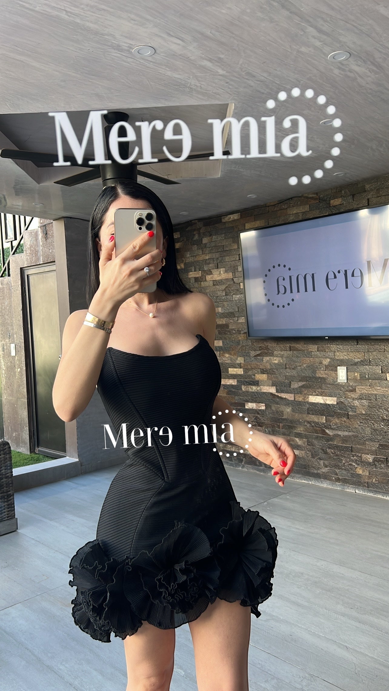 Vestido negro rayado flores