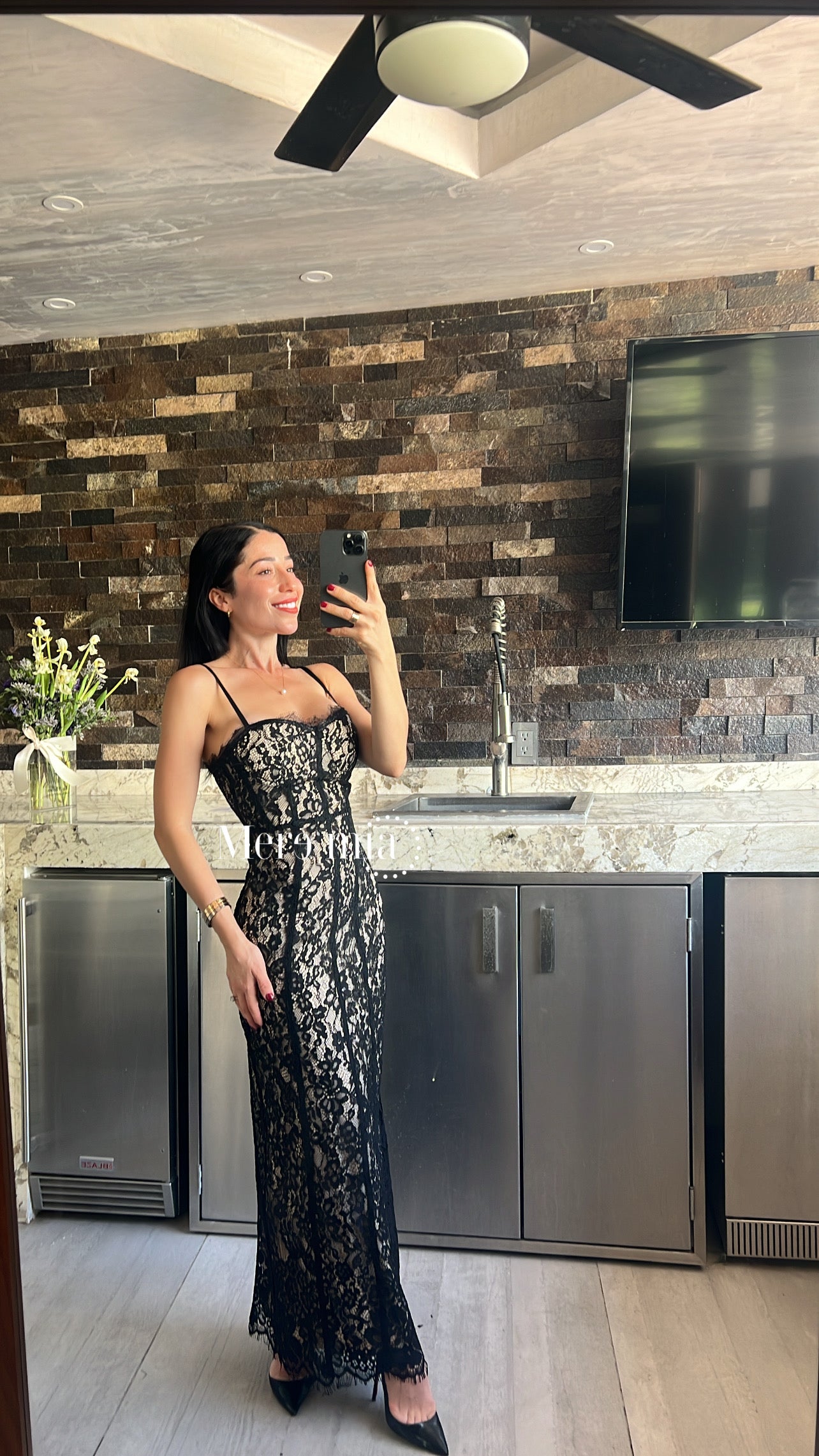 Vestido encaje midi