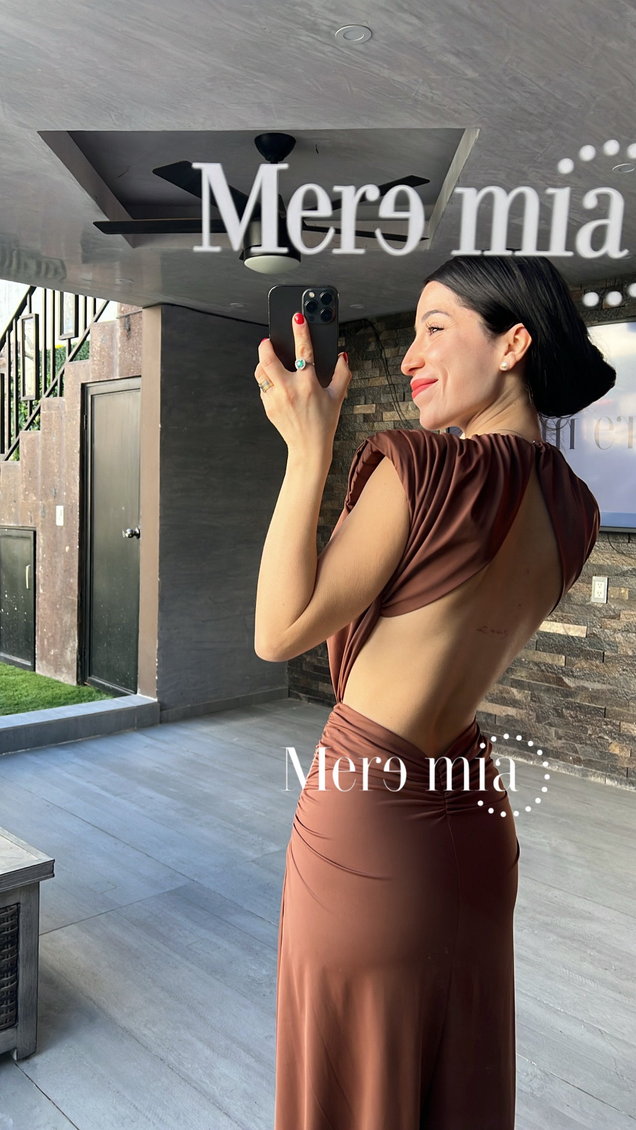 Vestido café plisado V