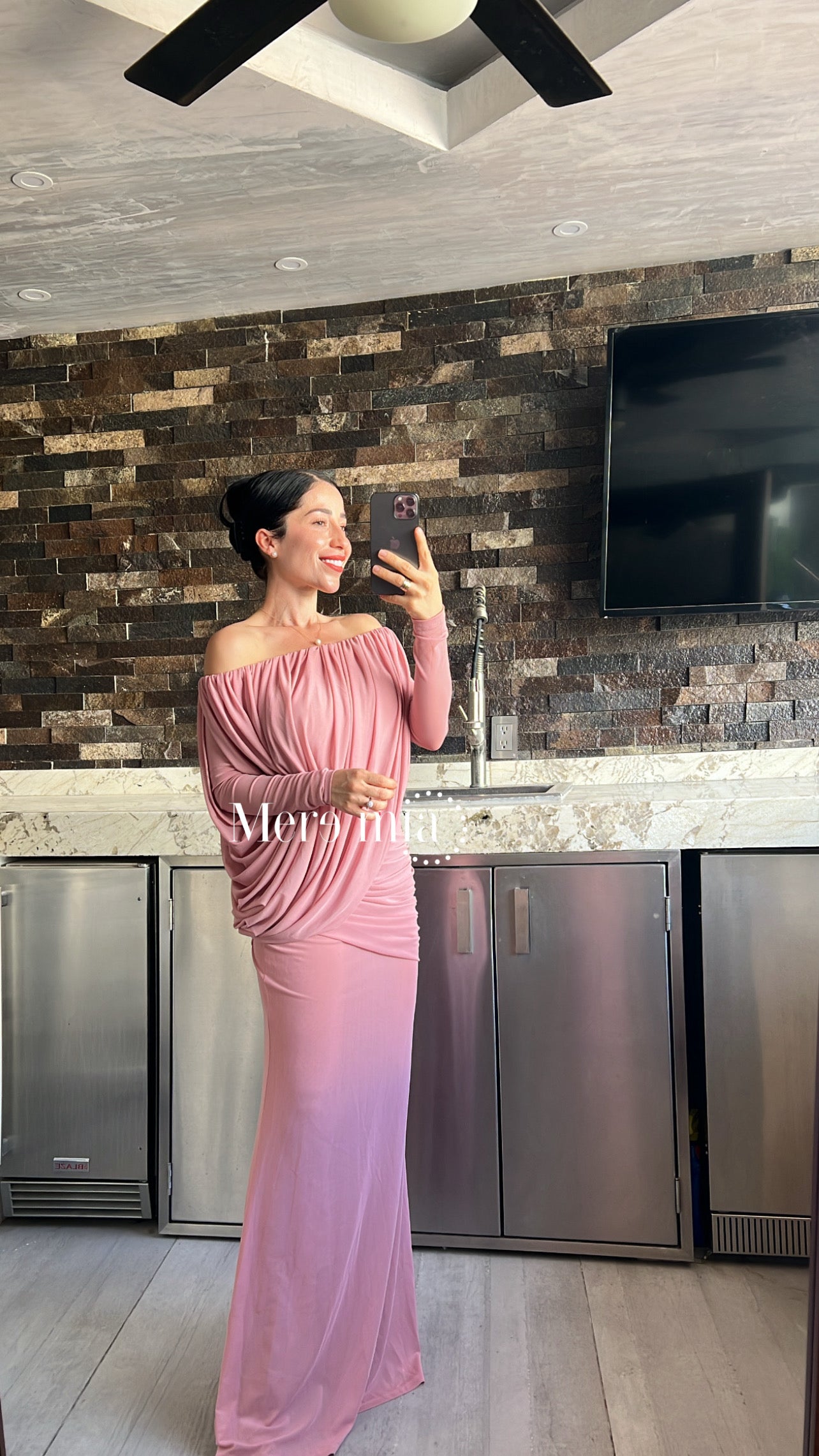 Vestido plisado malla hombros