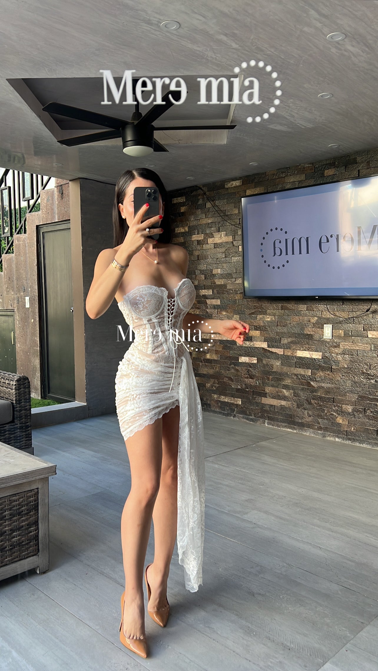 Vestido blanco encaje cintas