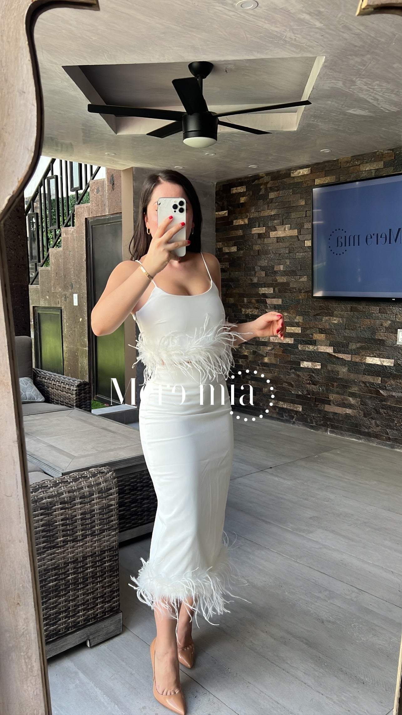 Conjunto blanco plumas