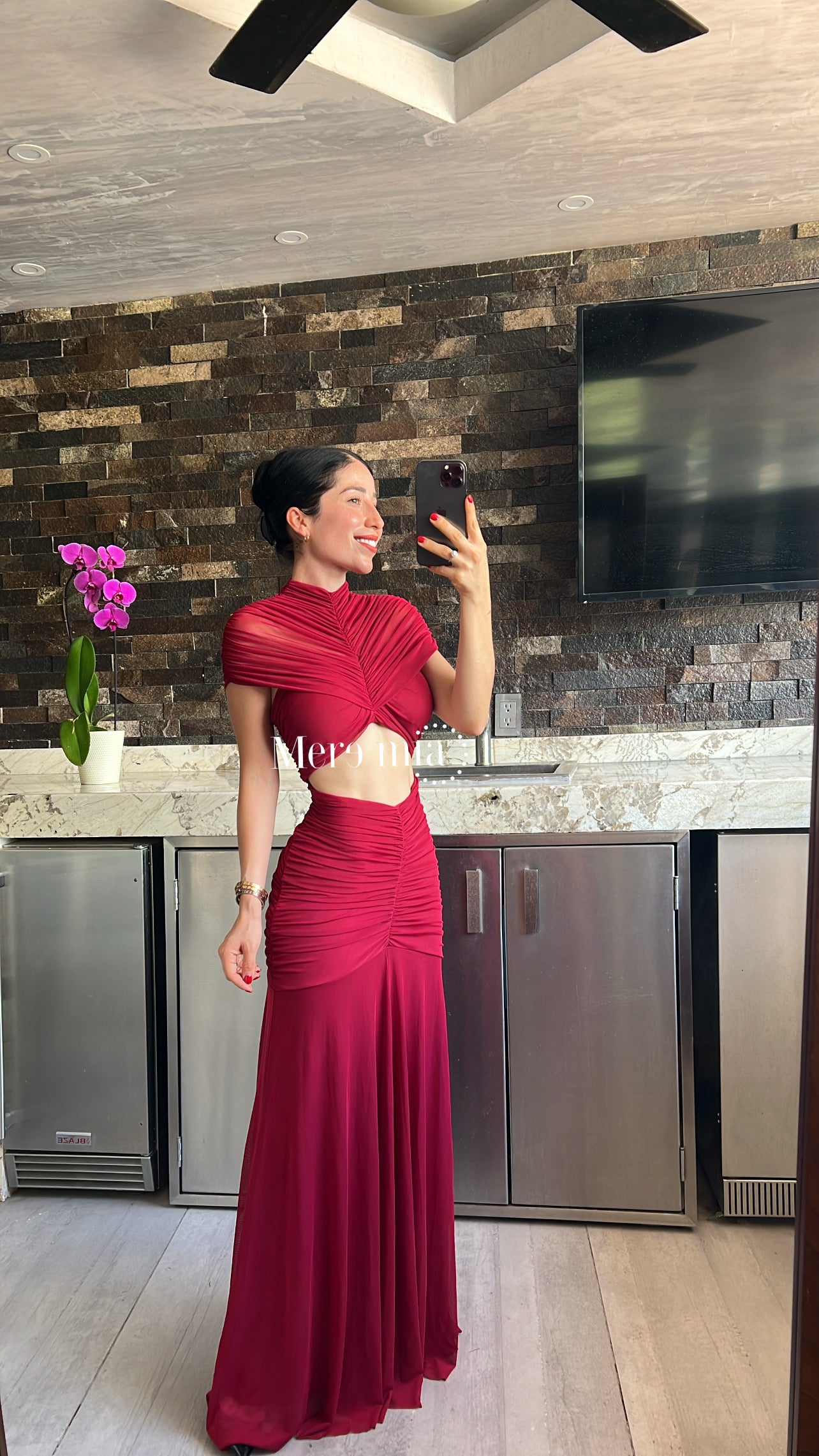 Vestido chal plisado abd