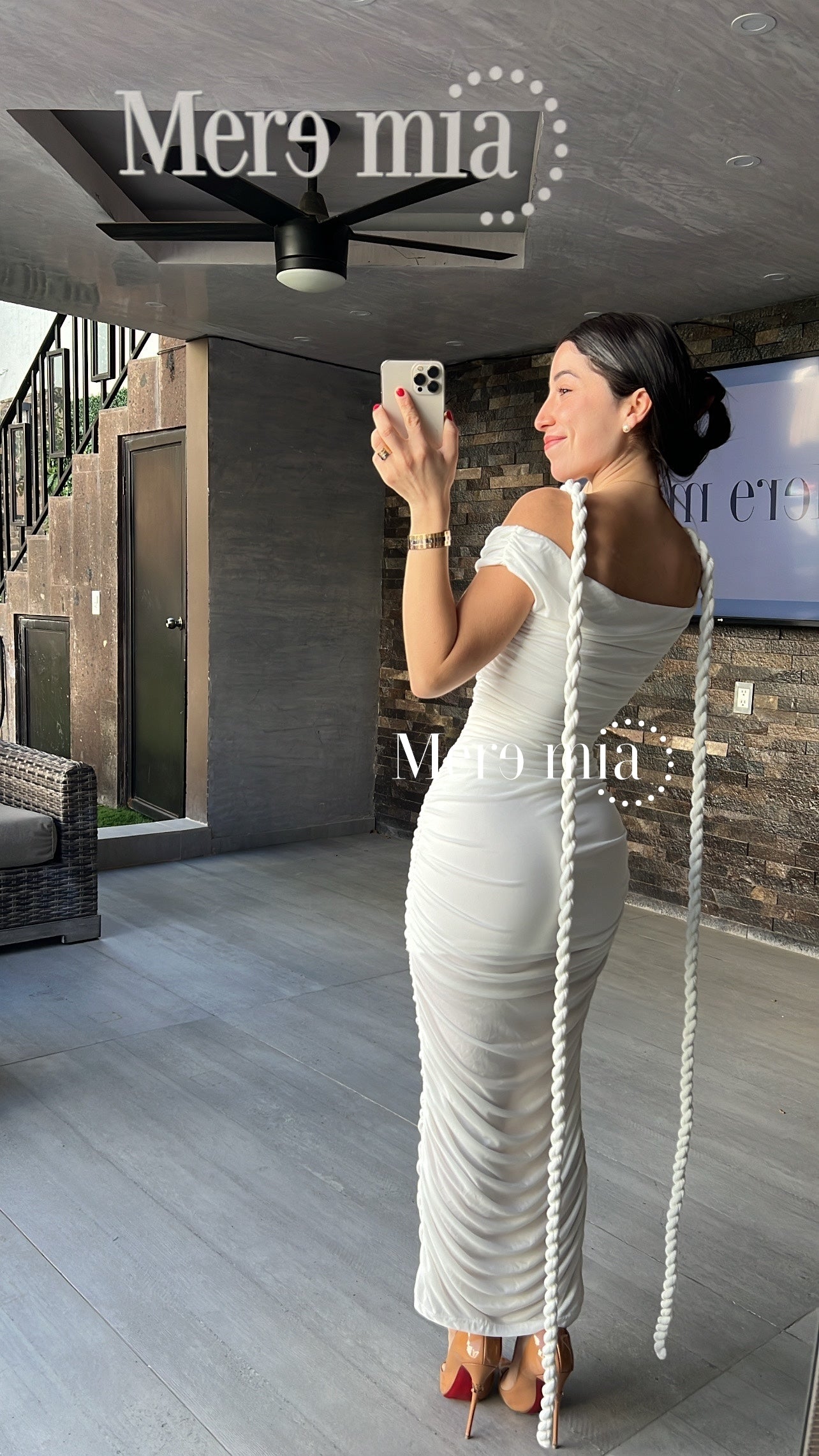 Vestido blanco plisado trenz