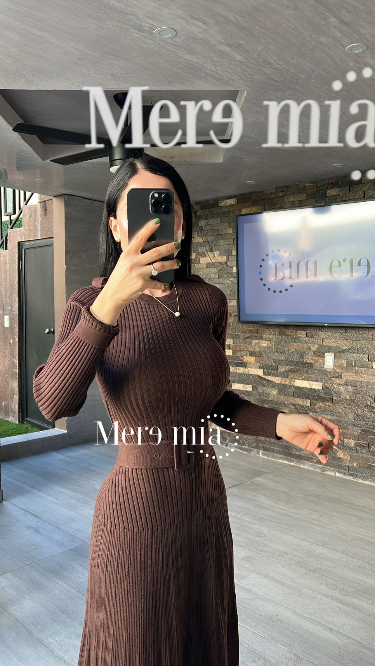 Vestido Café Knit Cinturón