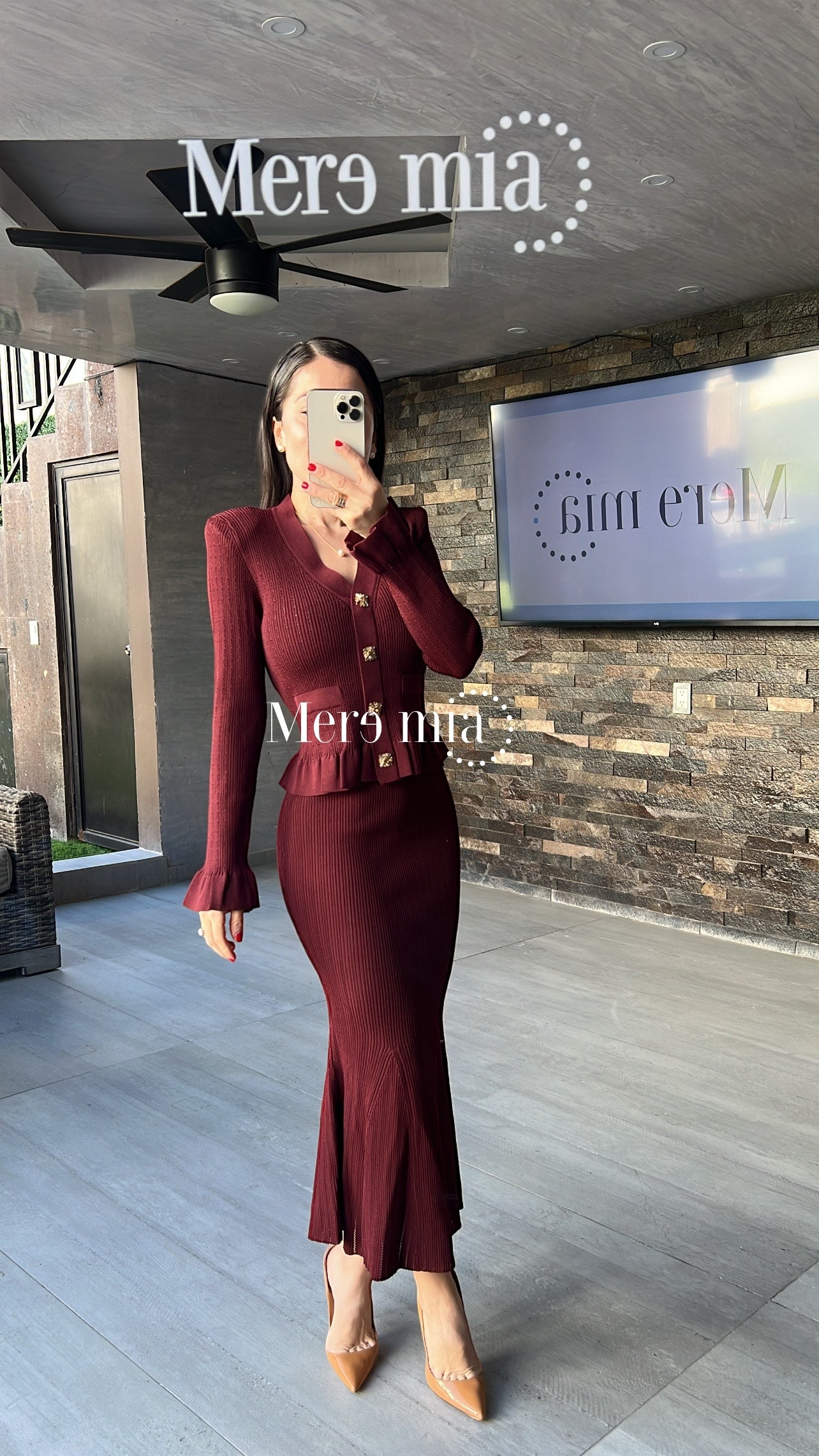 Conjunto tinto rayado