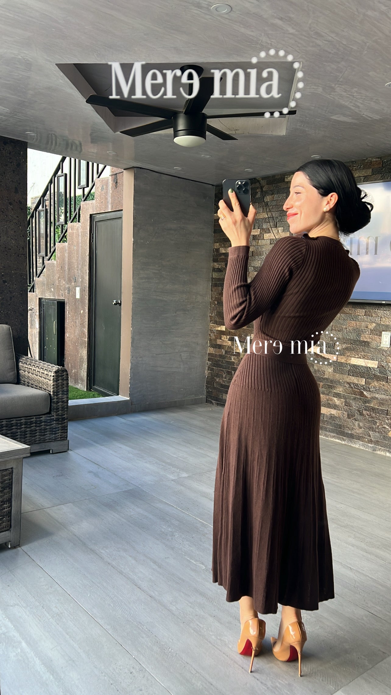 Vestido Café Knit Cinturón