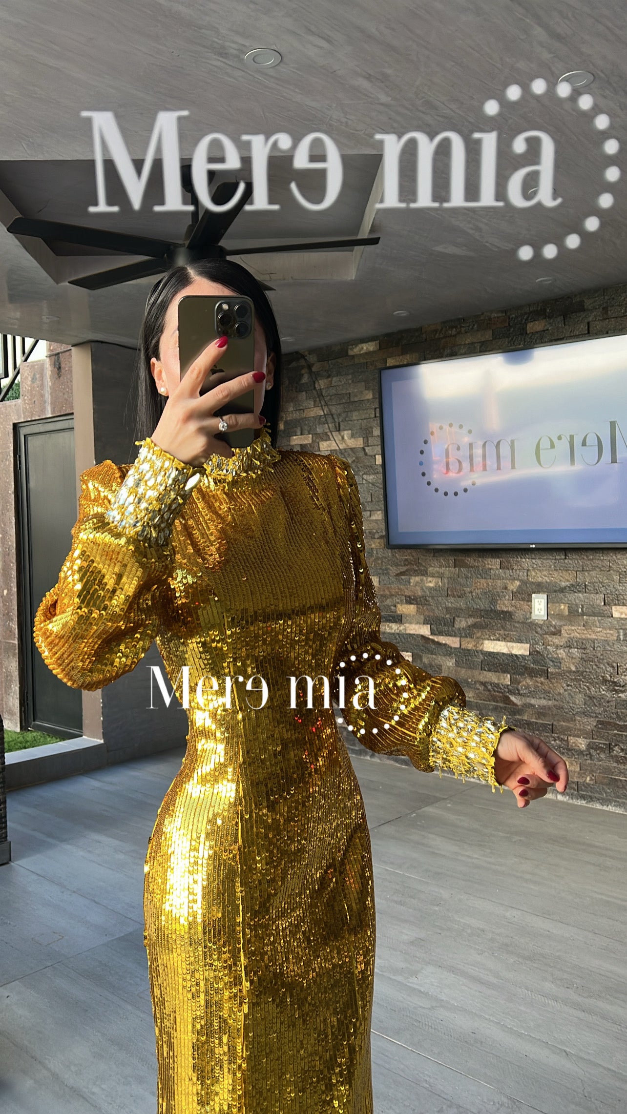 Vestido dorado lentejuelas ml