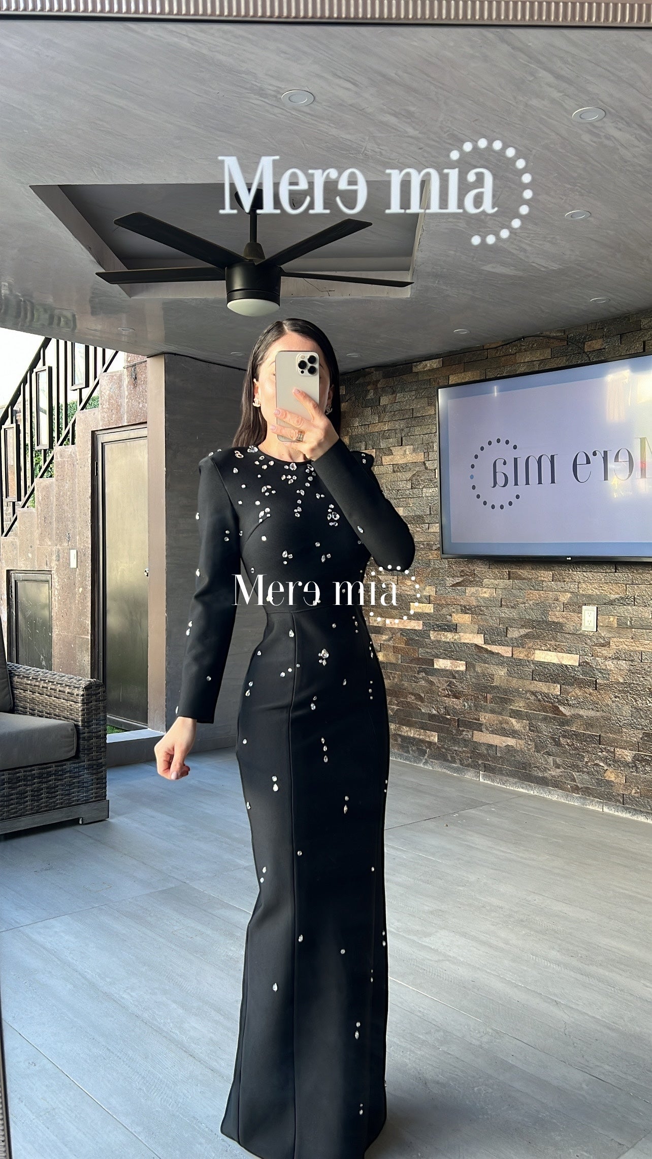 Vestido negro gotas plata