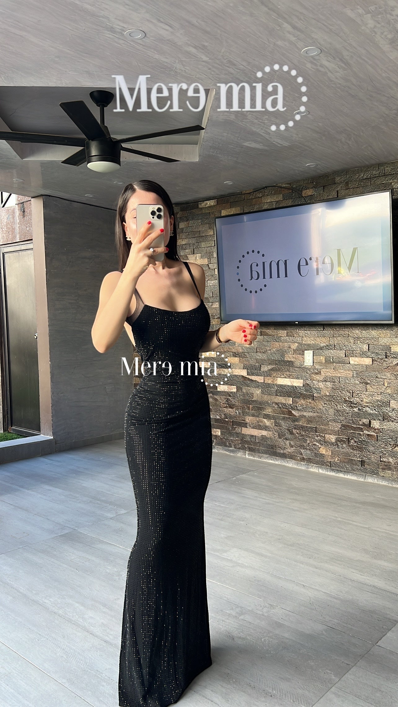 Vestido negro puntos malla