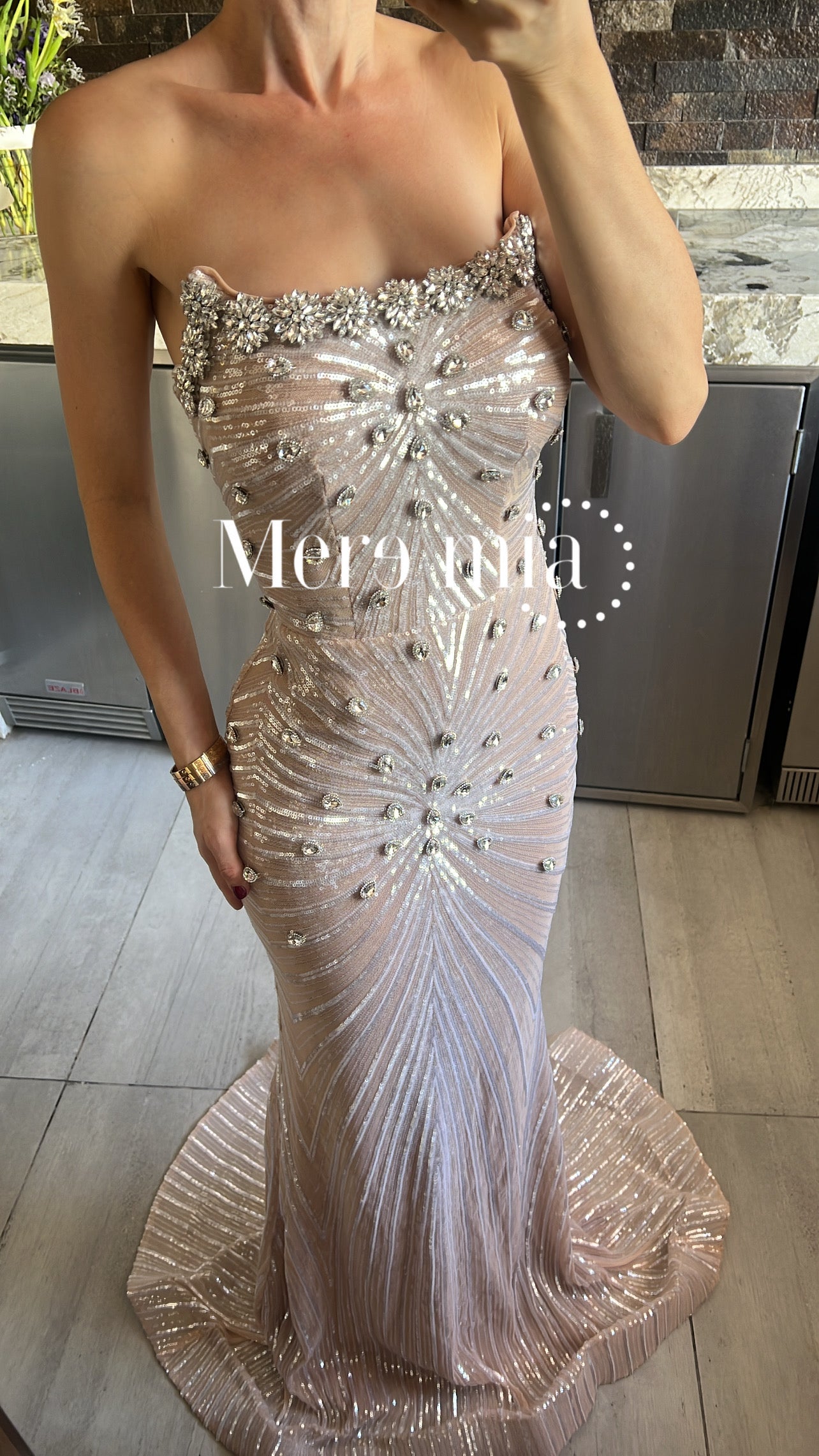 Vestido nude lent plata