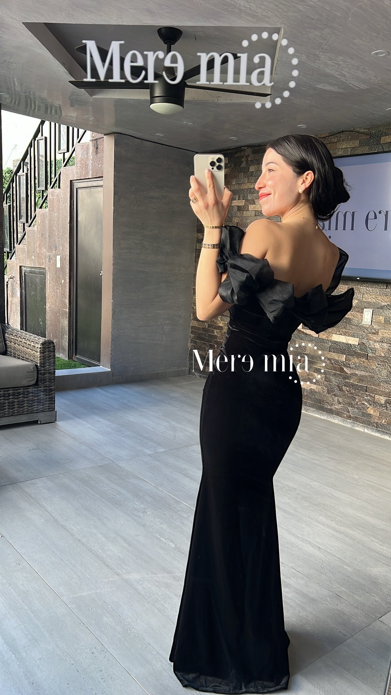 Vestido negro scrunchie tul