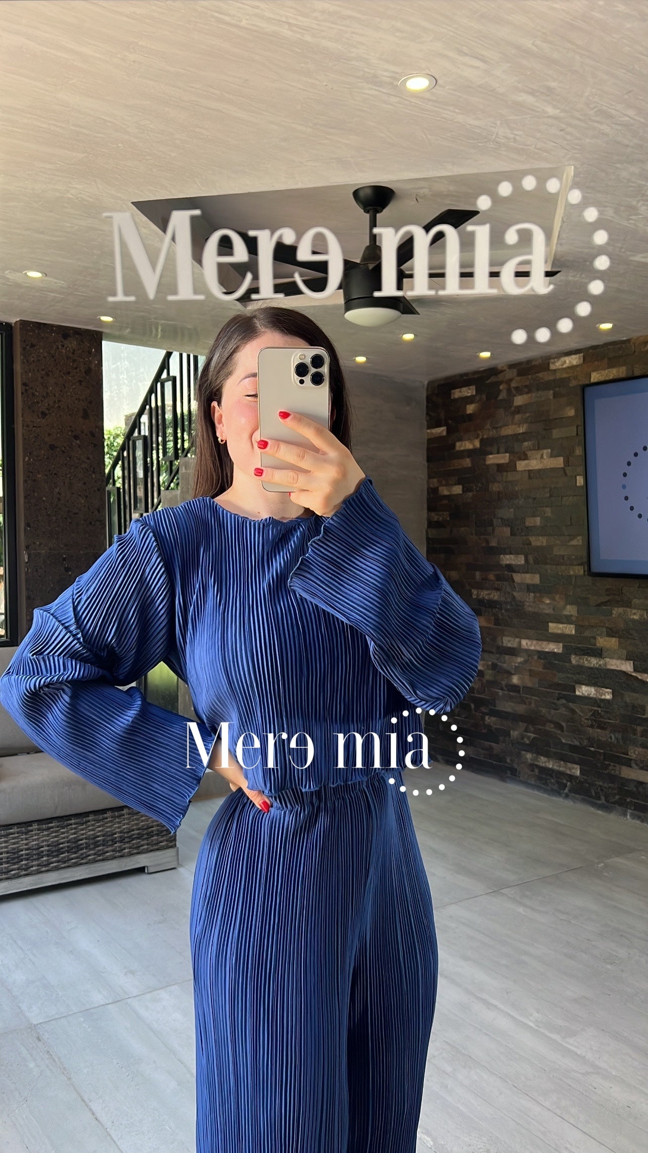 Conjunto azul plisado