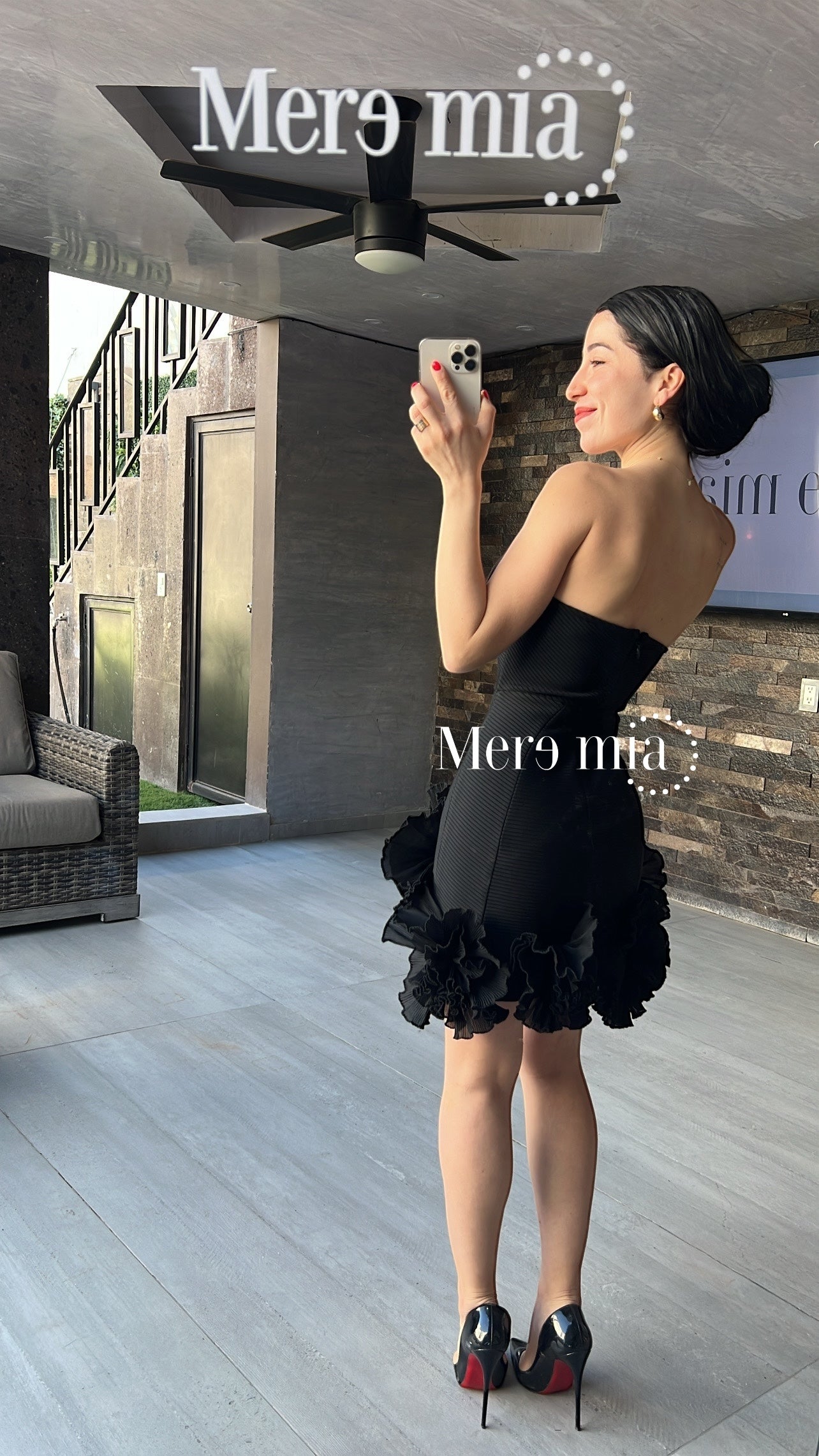 Vestido negro rayado flores