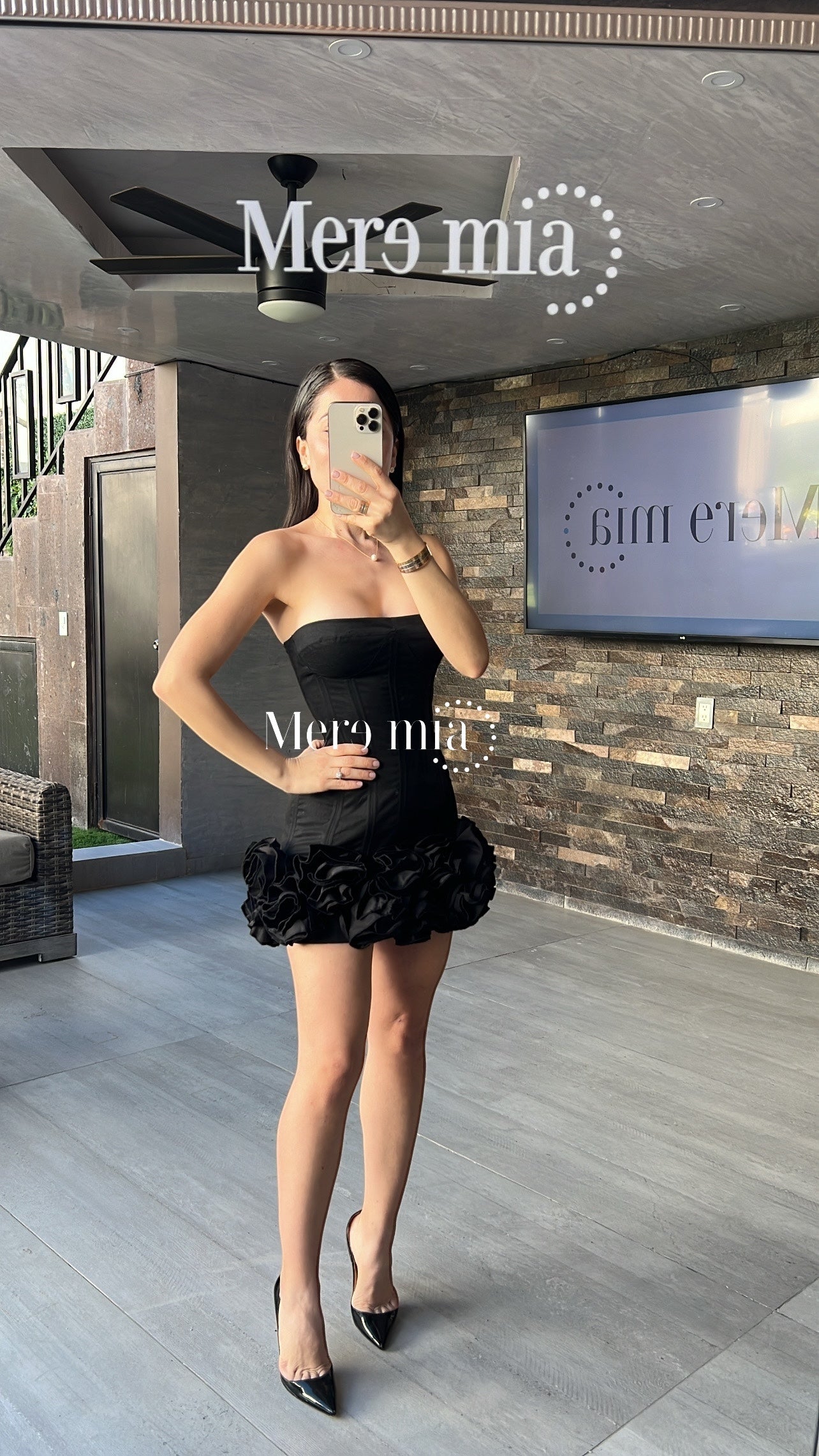 Vestido negro flores ab