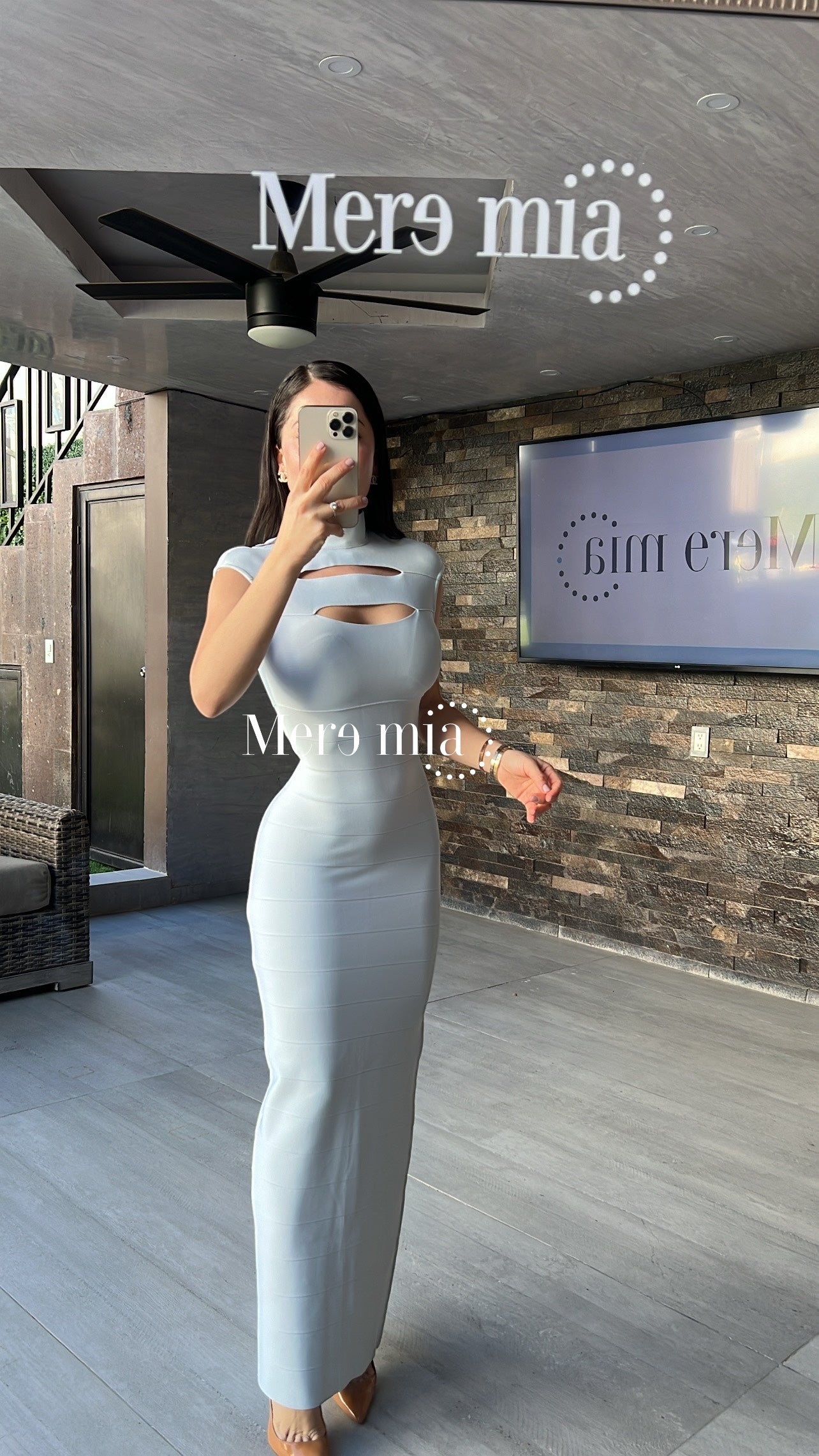 Vestido gris rayado