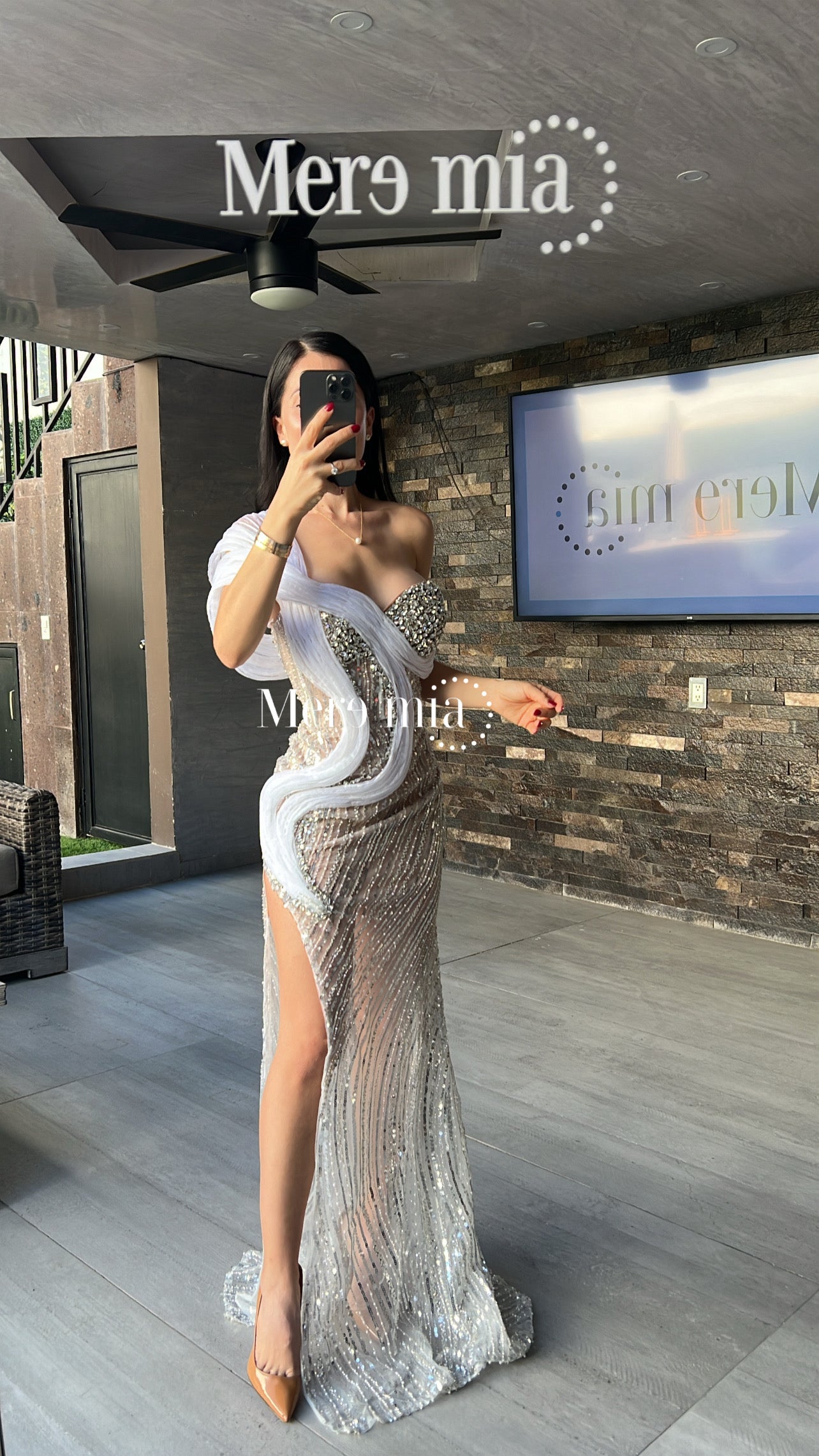 Vestido blanco plata tul