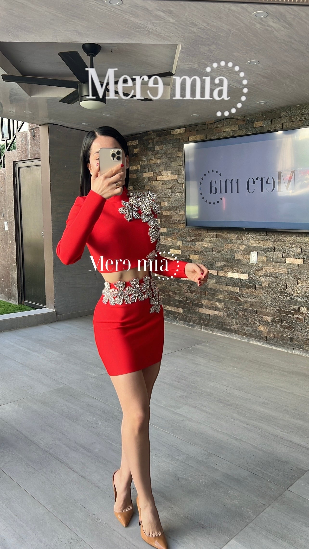 Conjunto rojo flores