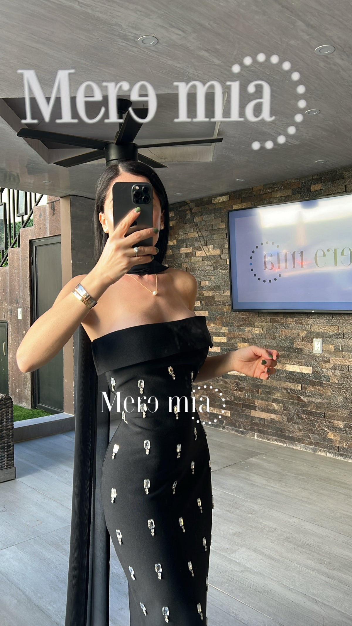 Vestido gotas plata malla