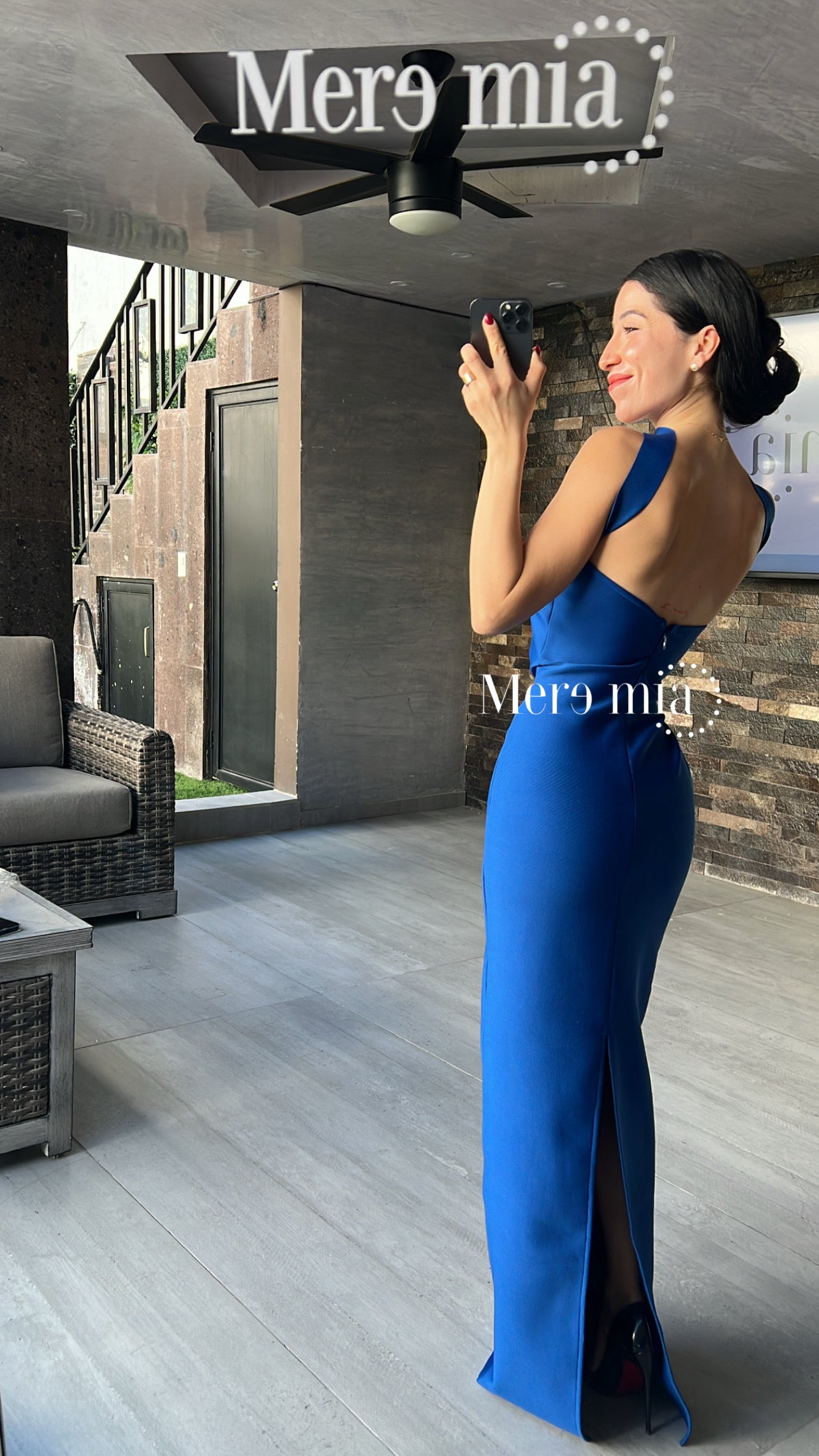 Vestido azul rey cuello