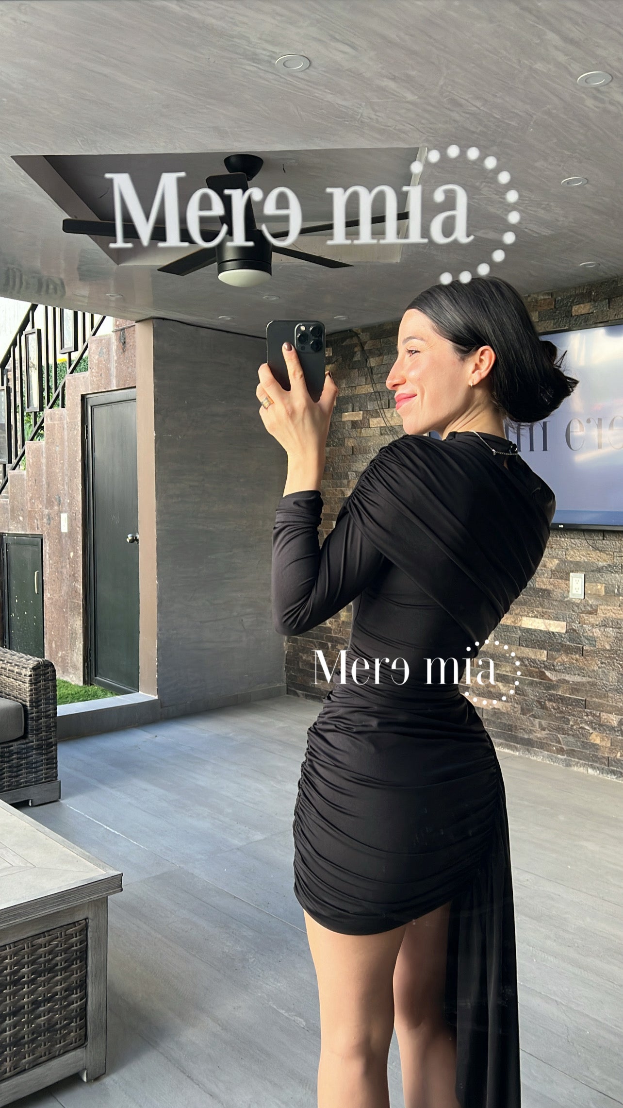 Vestido negro plisado ml