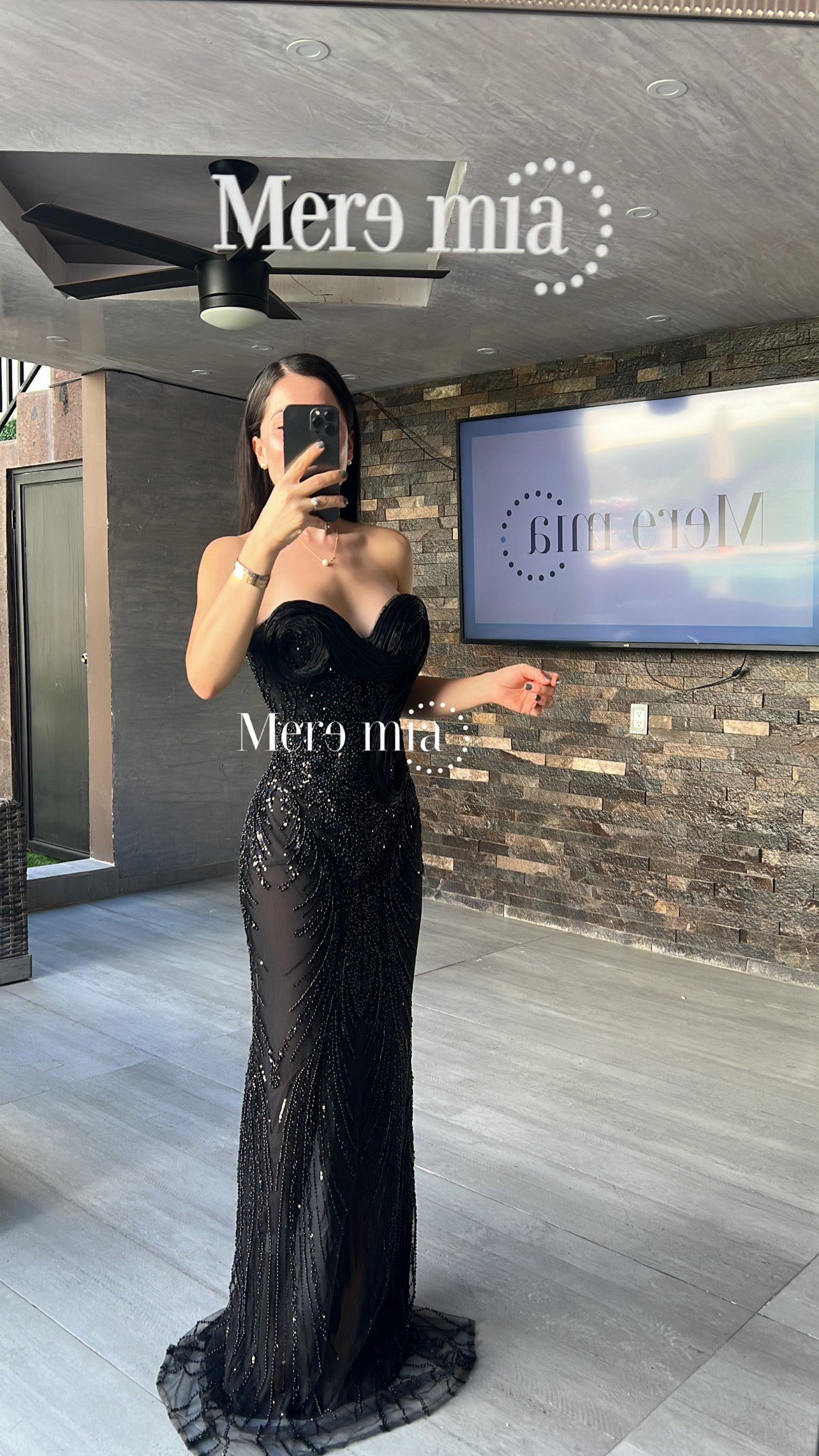 Vestido negro lentejuelas apl