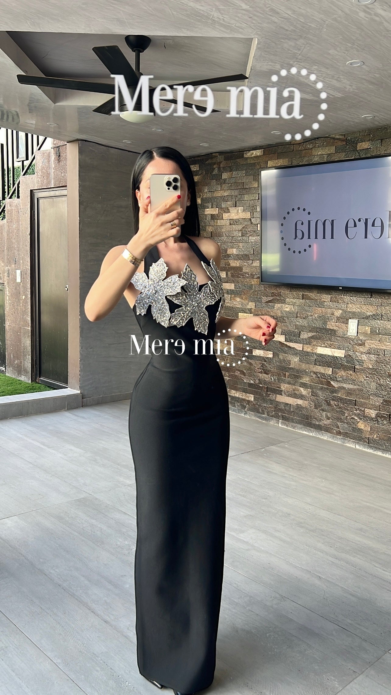 Vestido negro flores