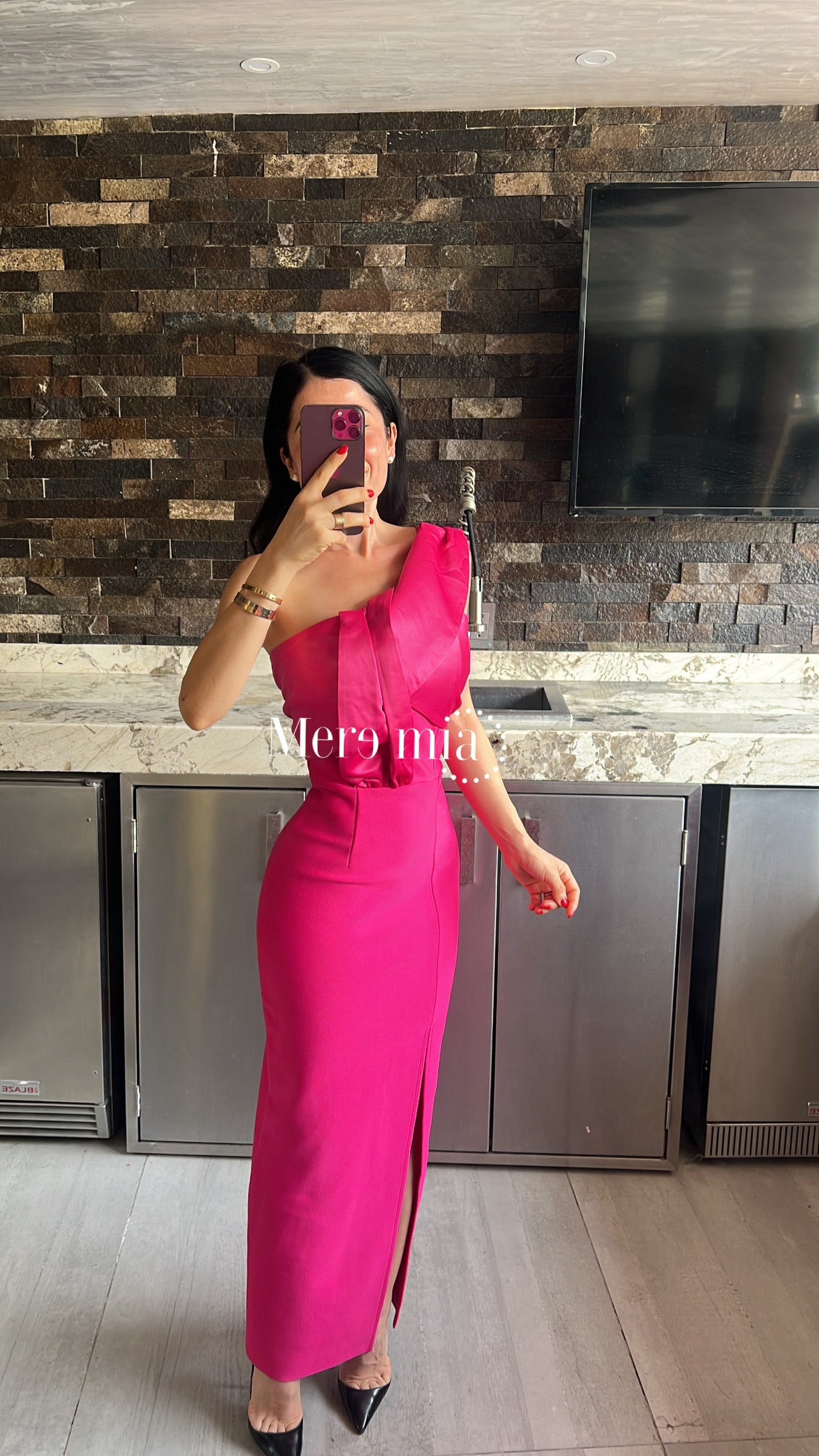 Vestido rosa f hombro sat